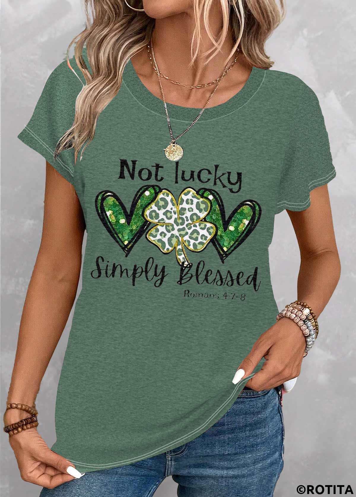 rotita t-shirt col rond vert imprimé saint patrick