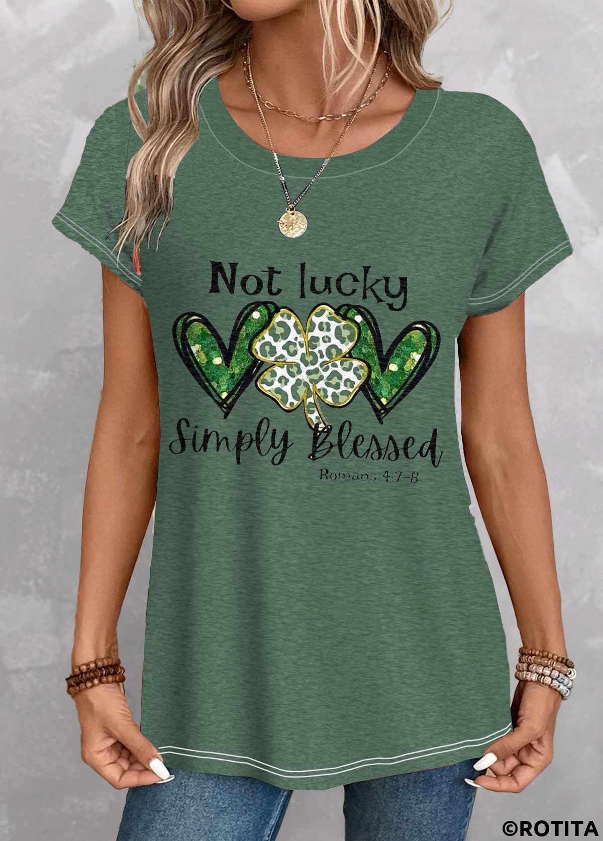 rotita t-shirt col rond vert imprimé saint patrick