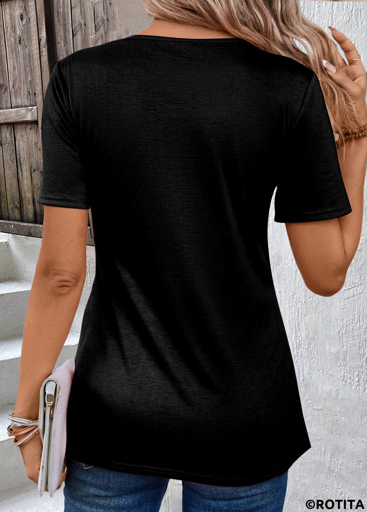 Rotita gefälschtes 2-in-1-Rundhals-T-Shirt mit Graffiti-Print in Rosa