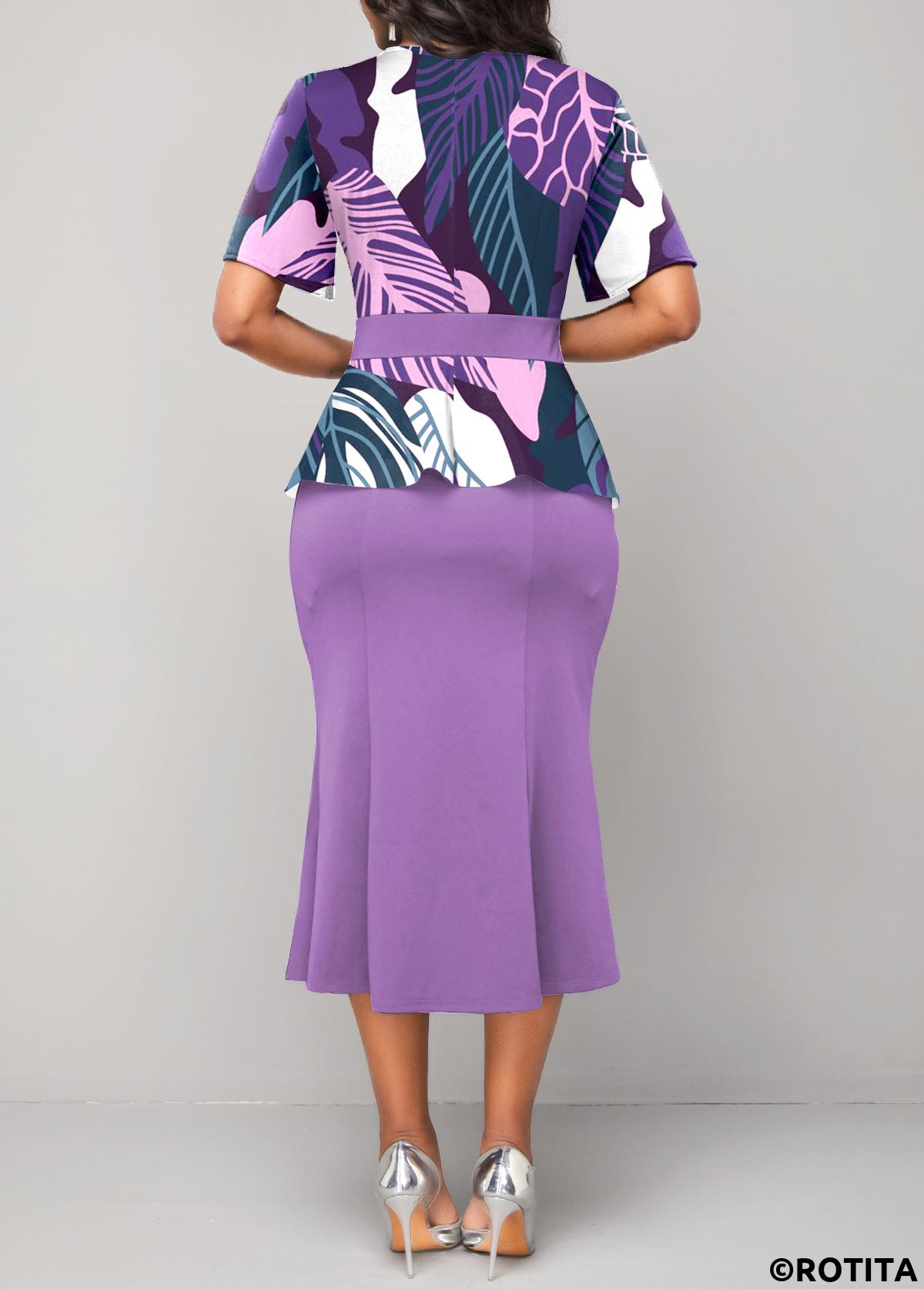 Violet dresses,Floral dresses,Plants dresses,Party dresses,Elegant dresses,Patchwork Violet V Neck Bodycon Dress