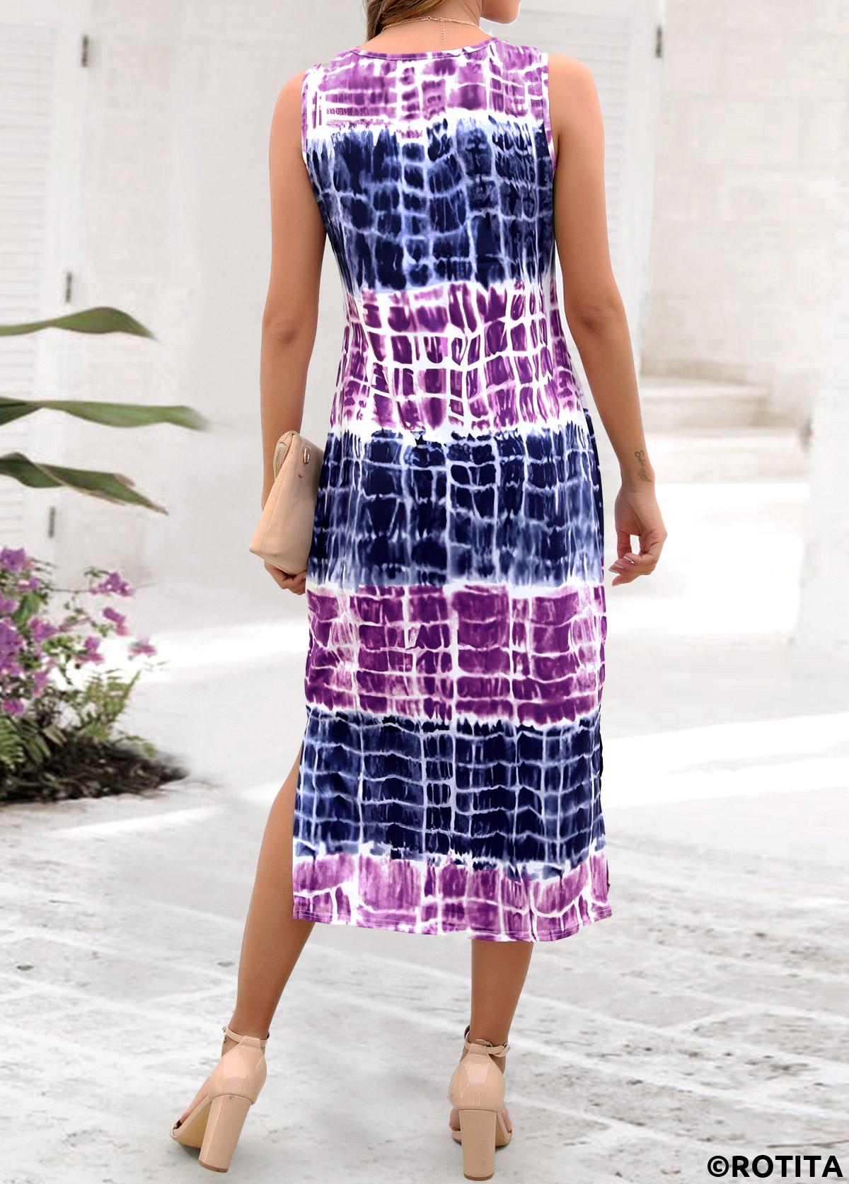 Violet dresses,Blue dresses,Tie Dye dresses,Everyday dresses,Casual dresses,Tie Dye Print Violet Dress