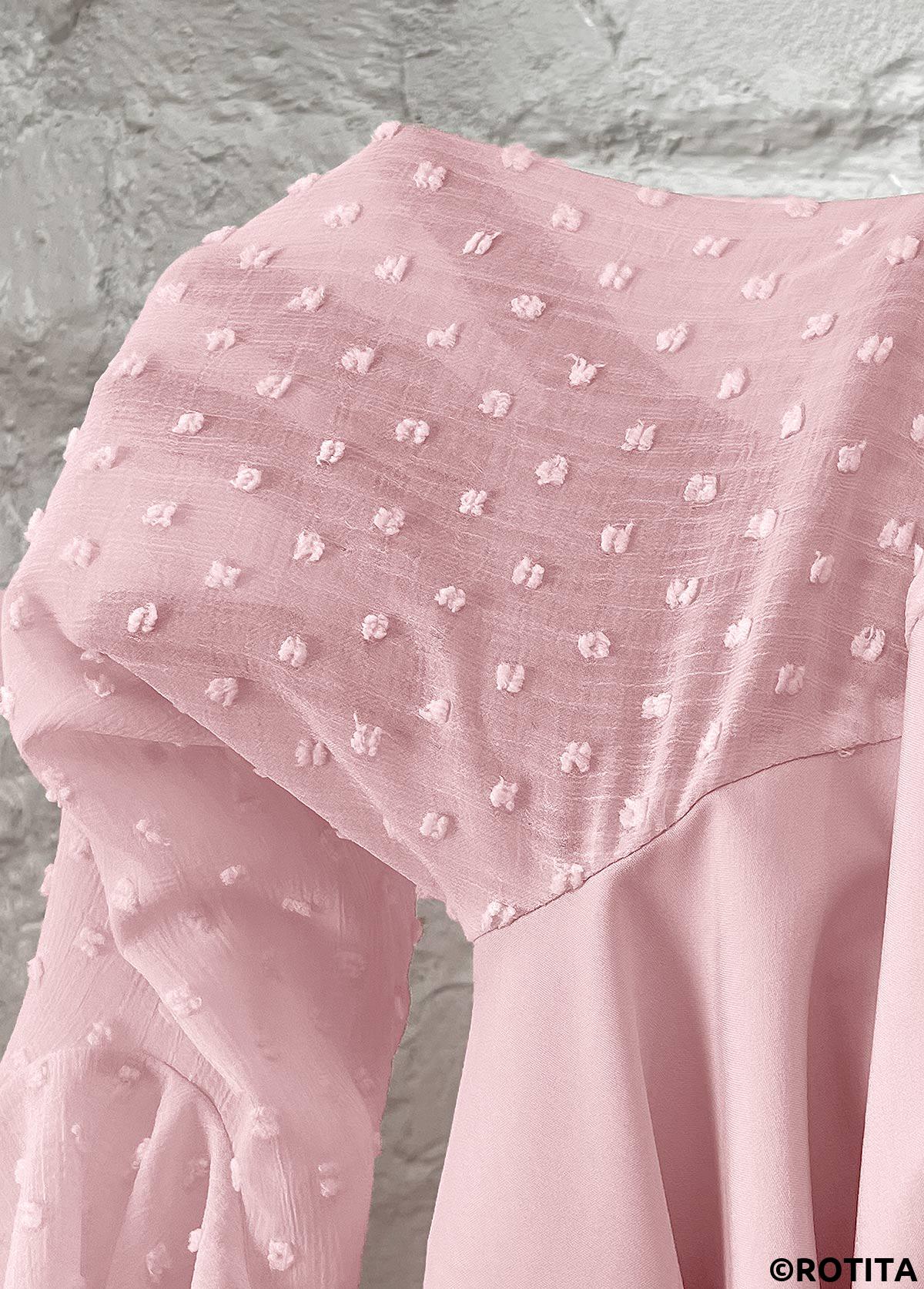 chemisier rotita patchwork rose clair col v manches longues