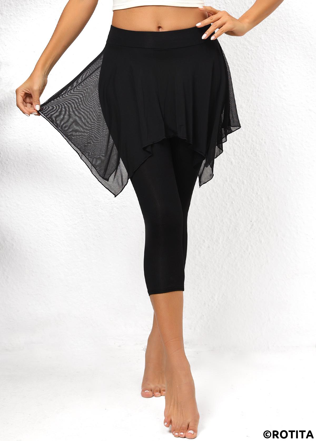 Black bottoms,Plain Color bottoms,Mesh Black Skinny Elastic Waist High Waisted Pants