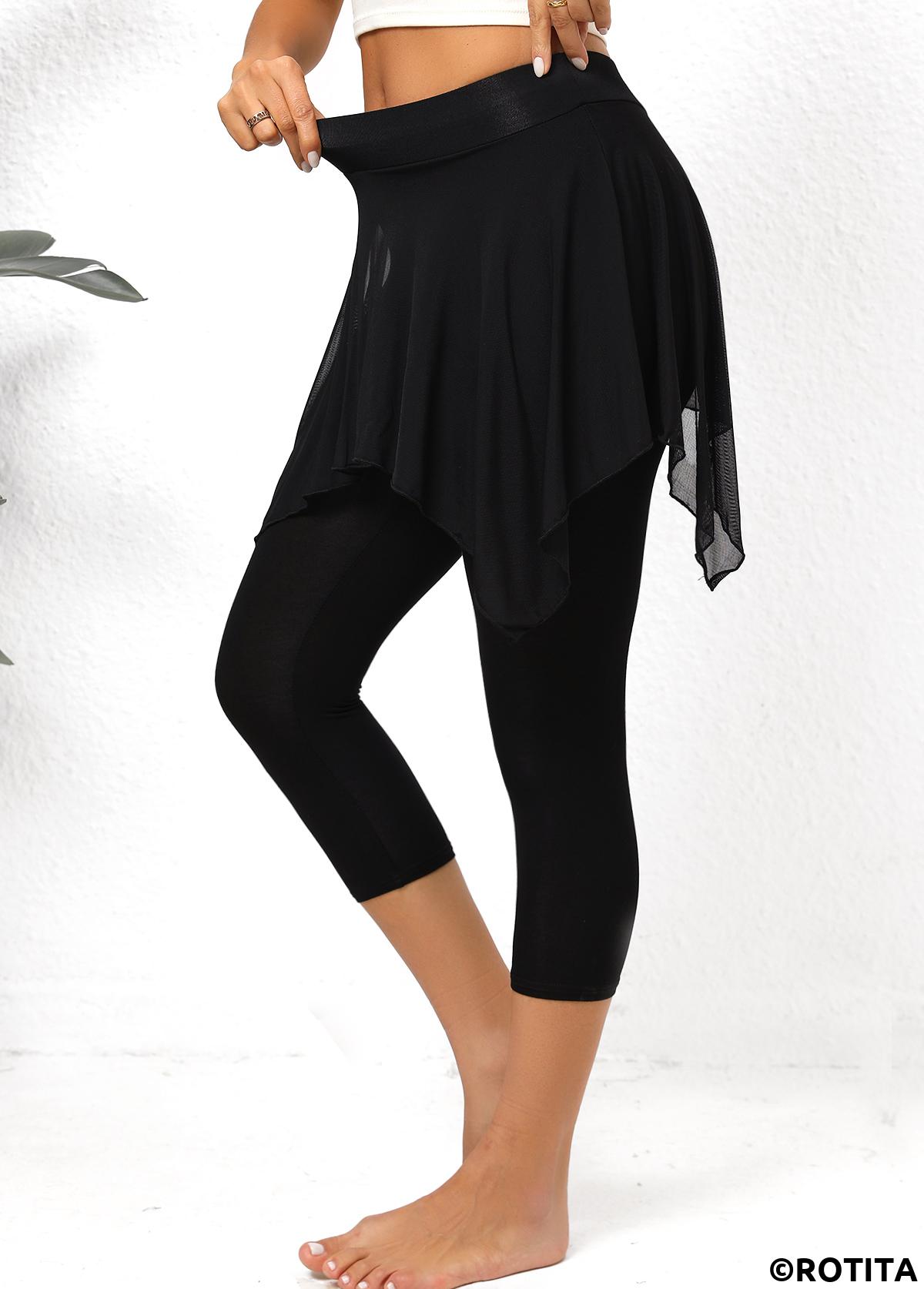 Black bottoms,Plain Color bottoms,Mesh Black Skinny Elastic Waist High Waisted Pants