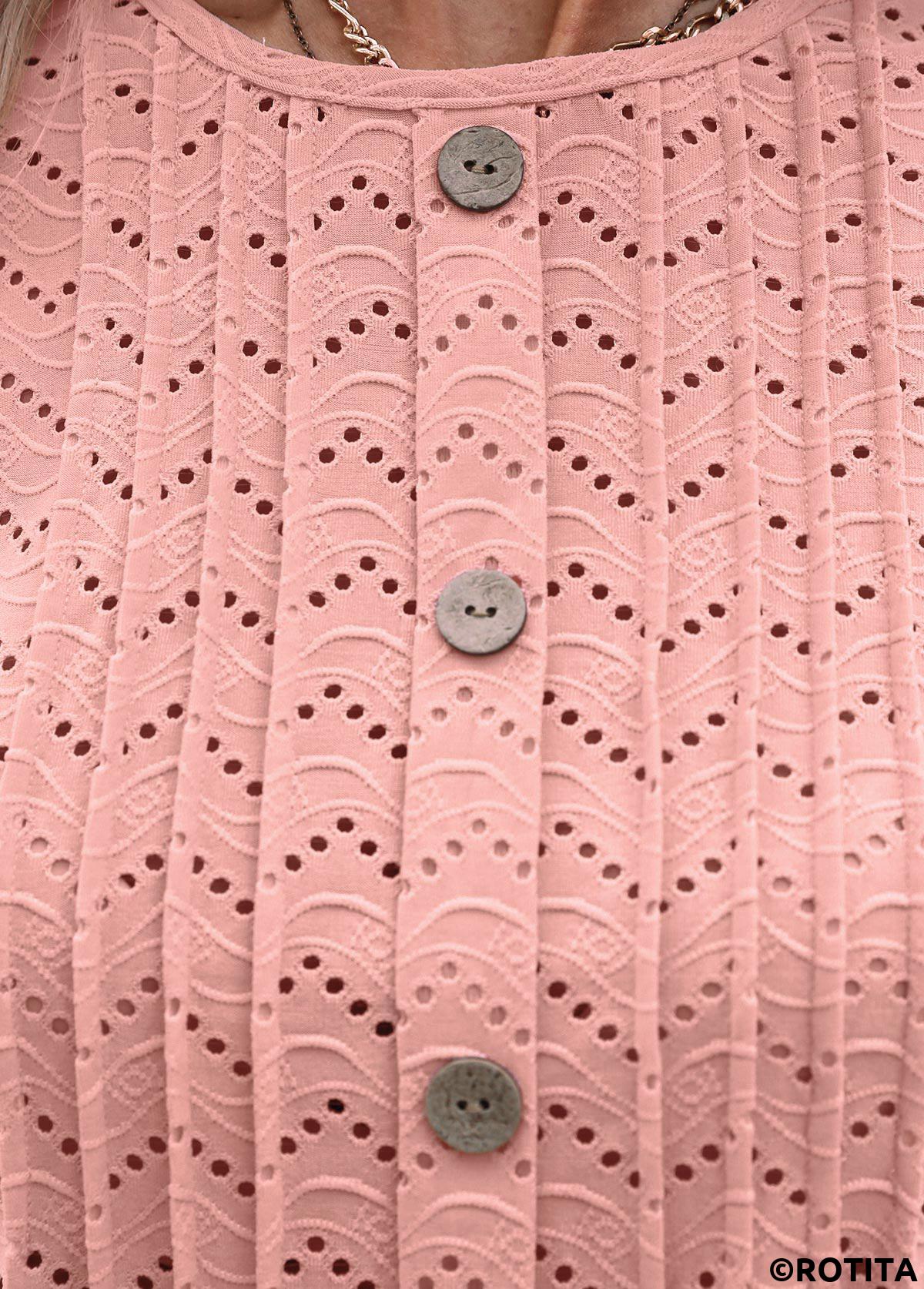 Tuck Stitch Light Pink Round Neck T Shirt