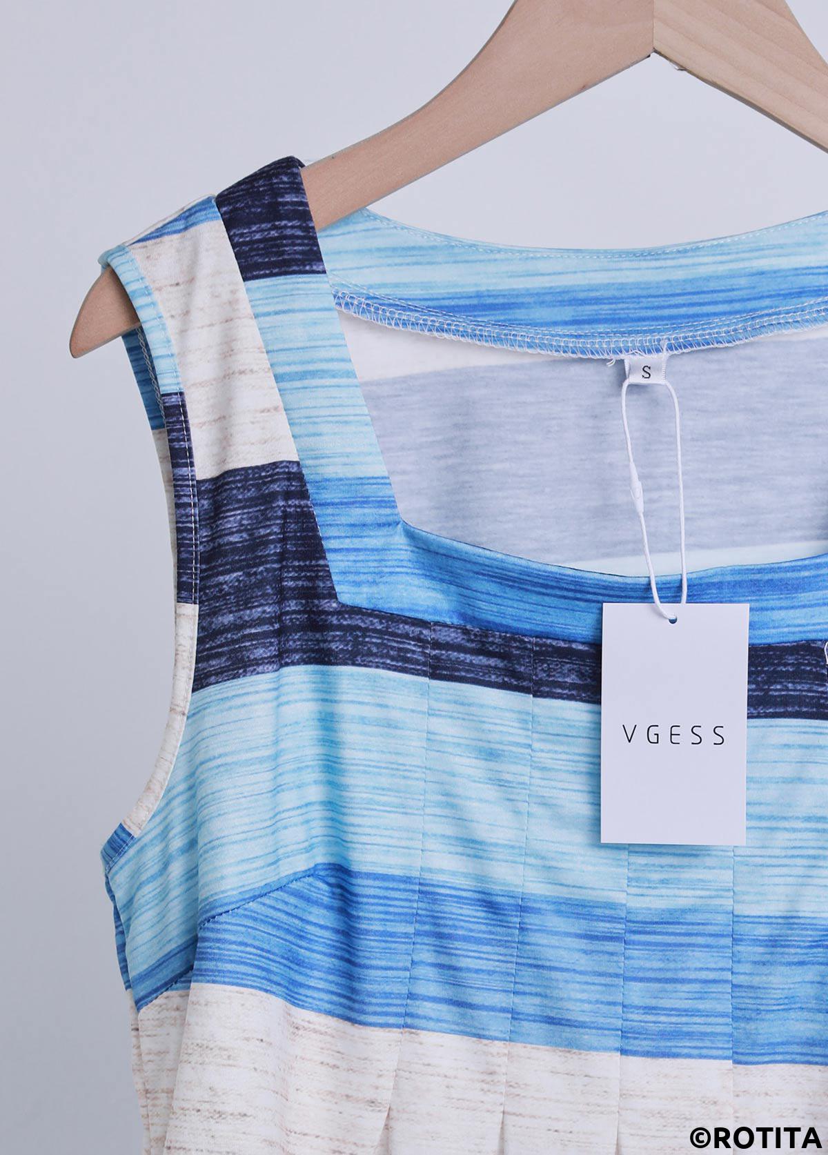 Light Blue plus size,Dusty Blue plus size,Striped plus size,Geometric plus size,ROTITA Plus Size Button Light Blue Striped Sleeveless Tank Top
