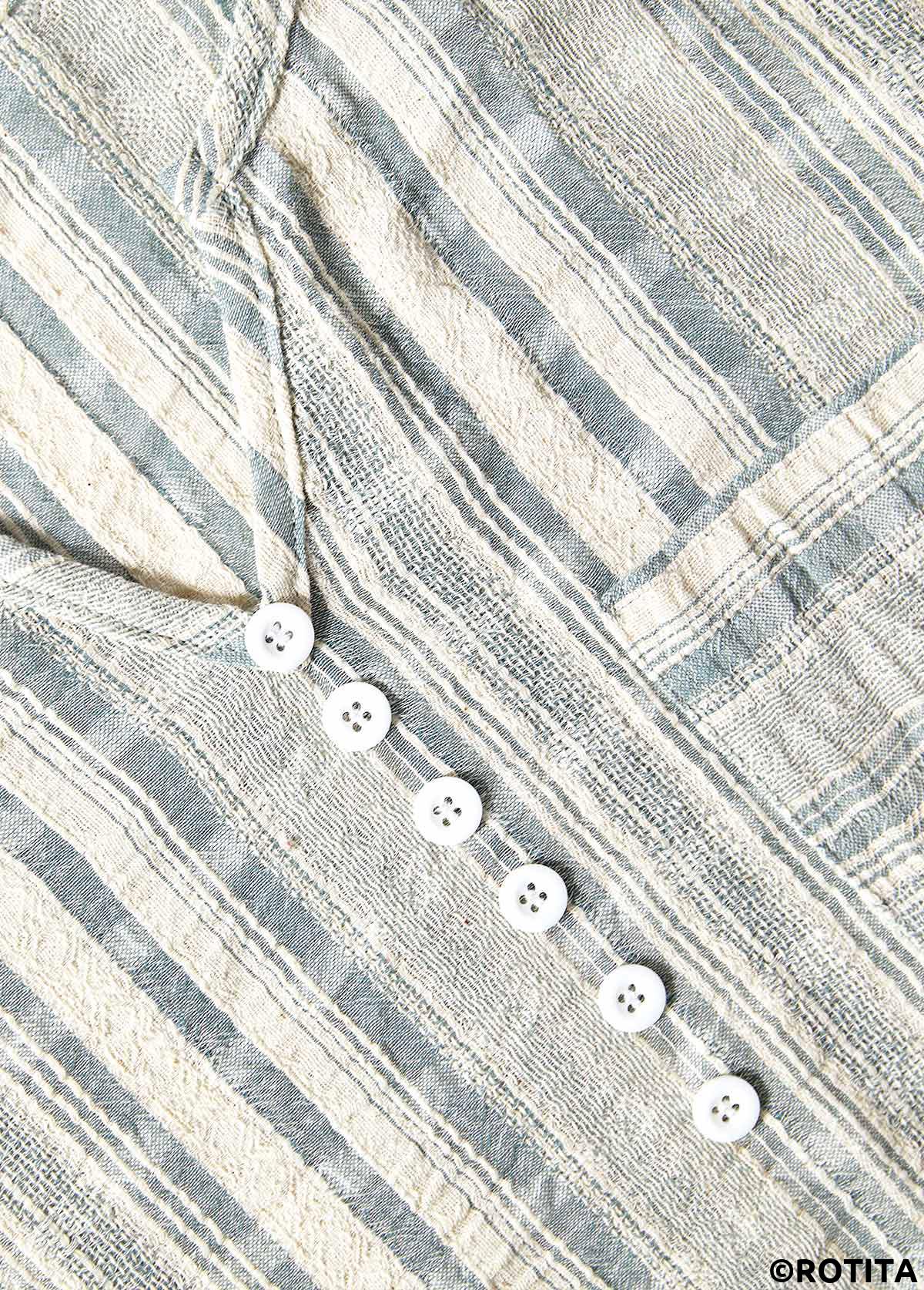 Light Green plus size,Striped plus size,Geometric plus size,ROTITA Split Striped Light Green Short Sleeve Blouse