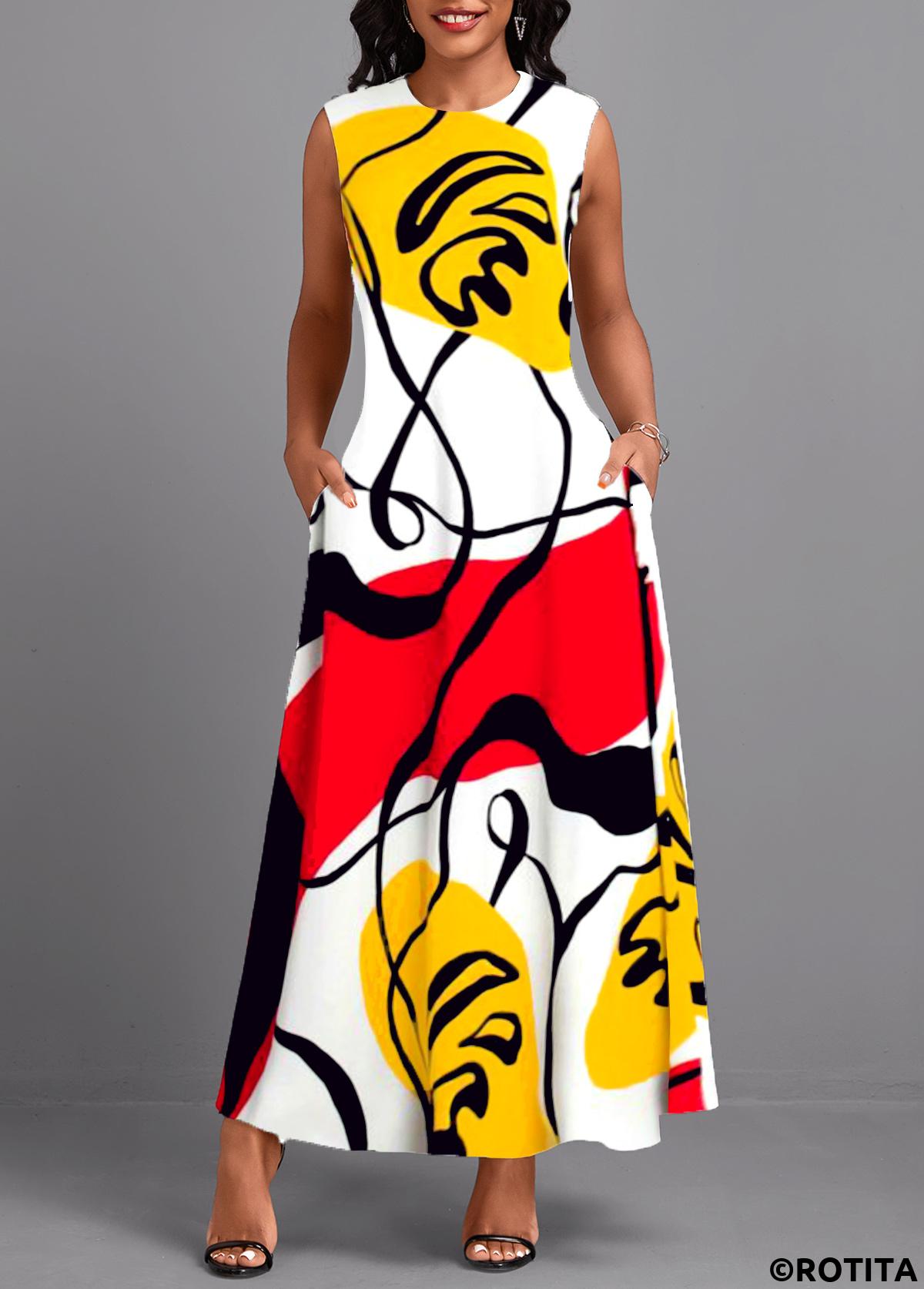 robe longue multicolore à imprimé graffiti respirant