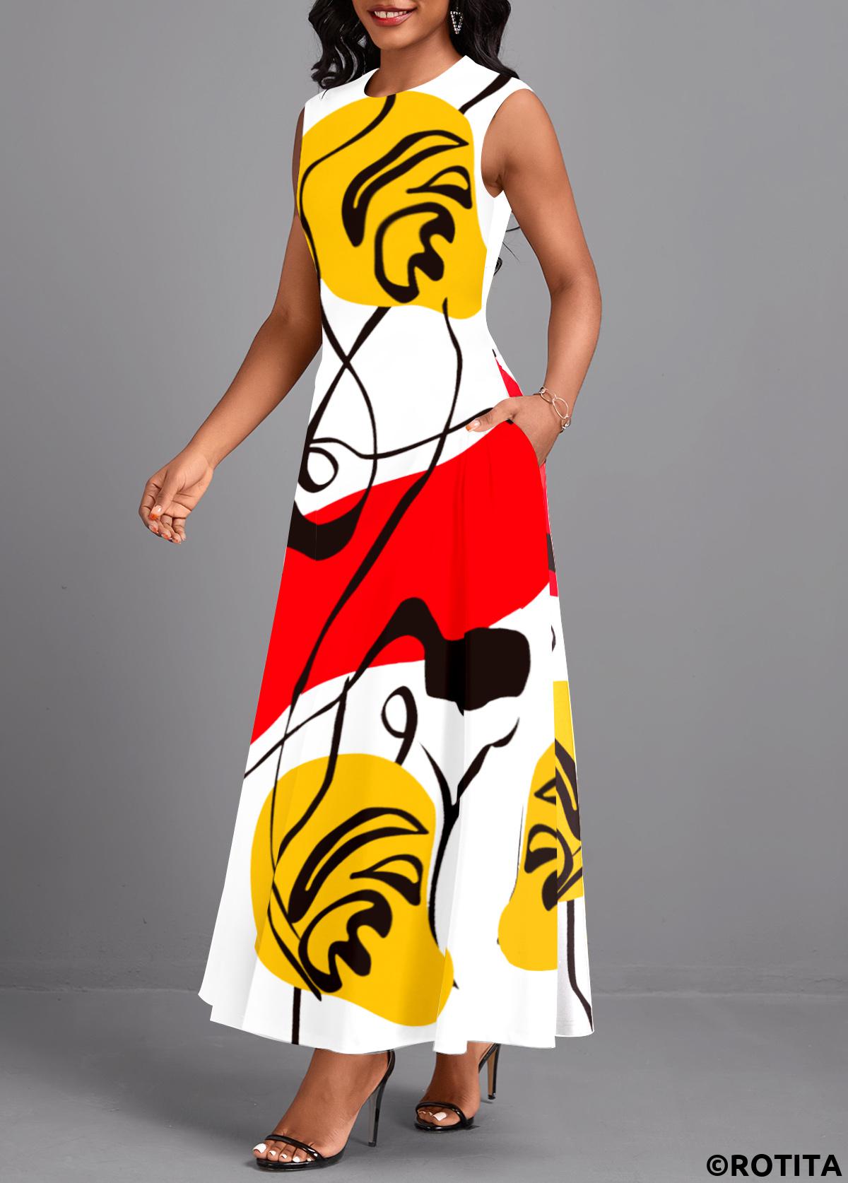 robe longue multicolore à imprimé graffiti respirant