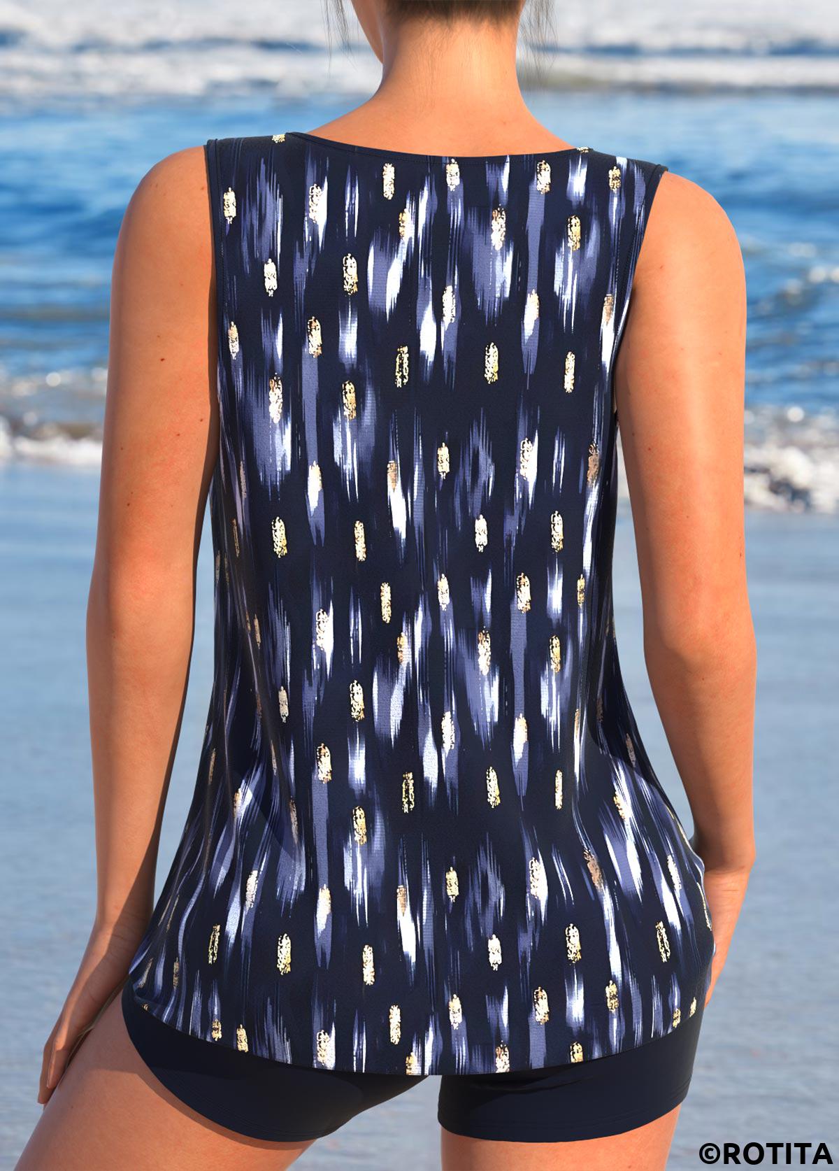 Navy swimwear,Dot swimwear,Ombre swimwear,ROTITA Twist Navy Polka Dot Tankini Set