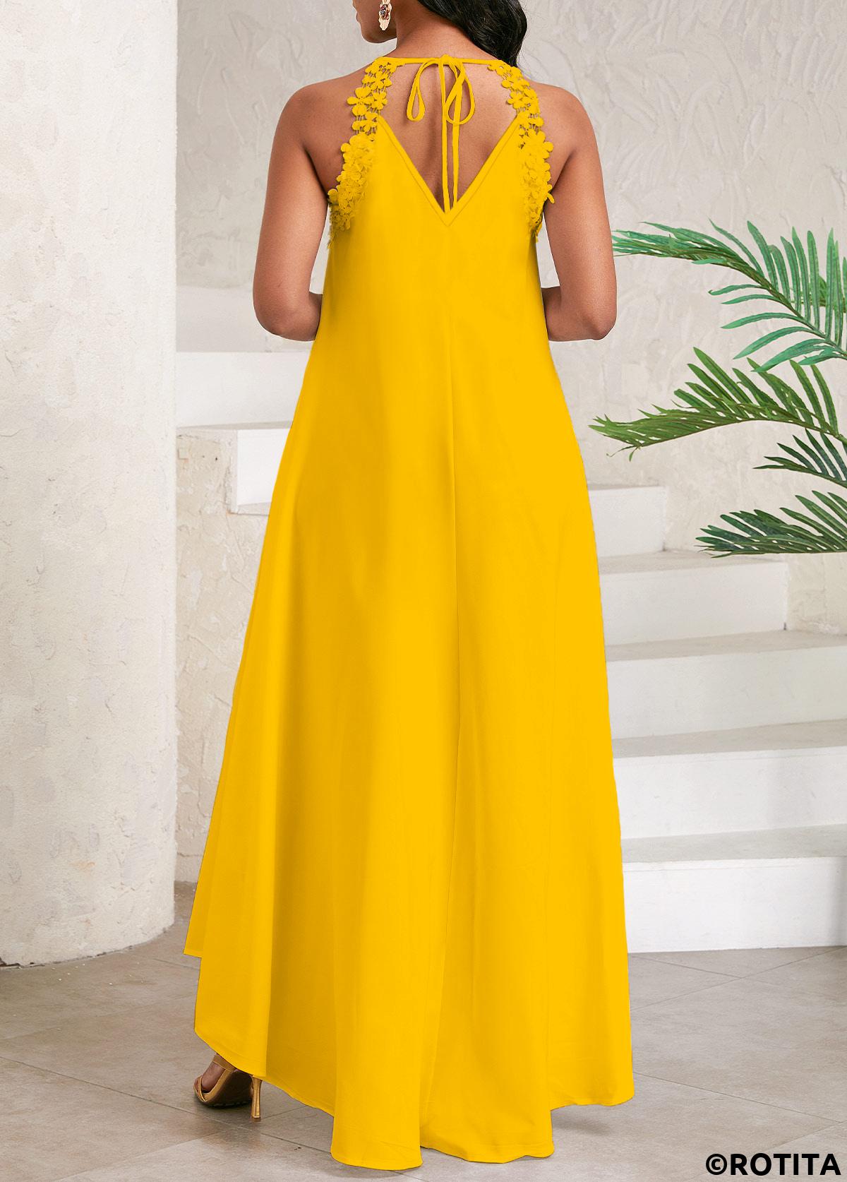 Ginger dresses,Plain Color dresses,Party dresses,Elegant dresses,Lace Ginger Maxi A Line Round Neck Sleeveless Dress