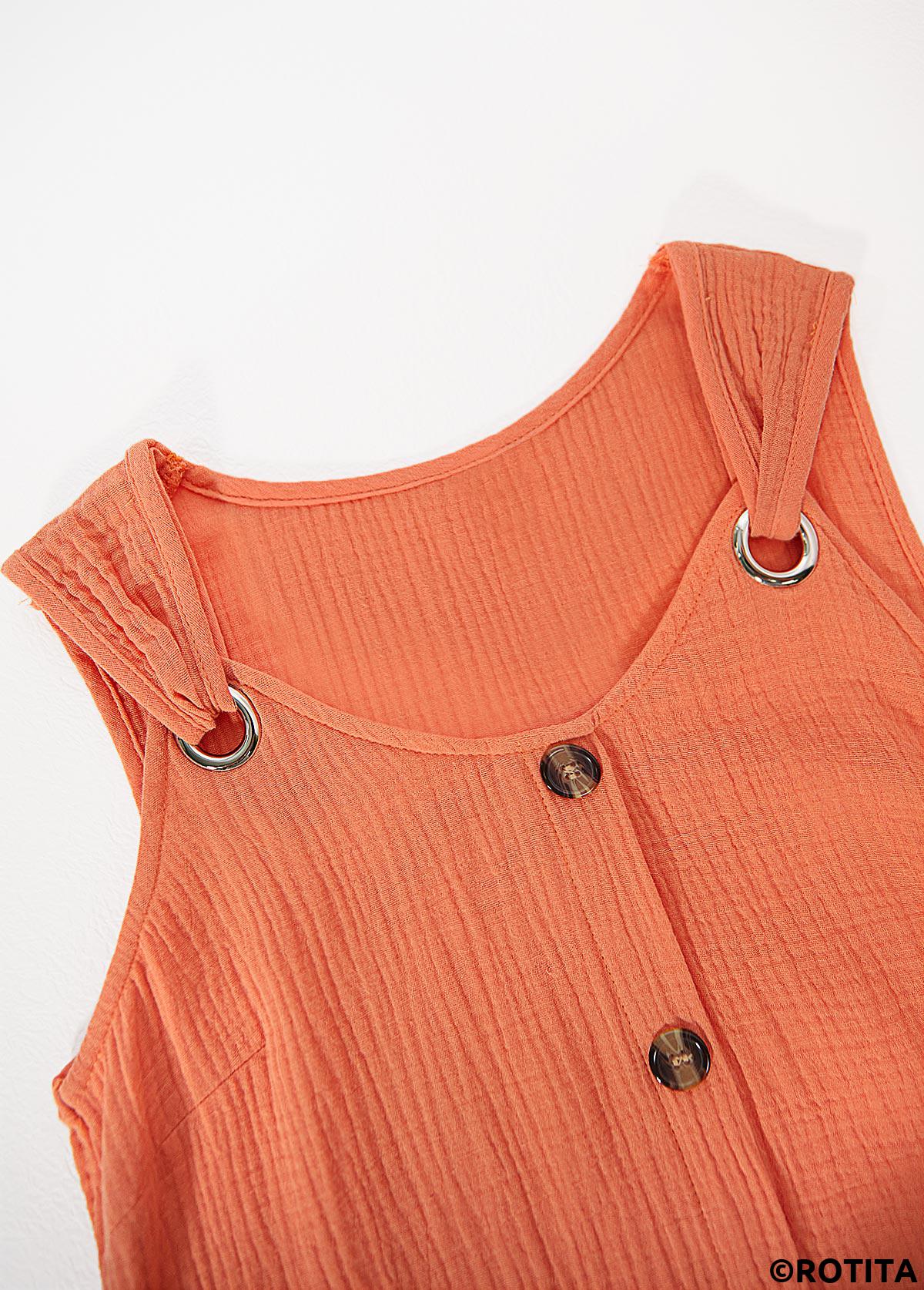 Orange plus size,Plain Color plus size,ROTITA Plus Size Breathable Orange A Line V Neck Dress