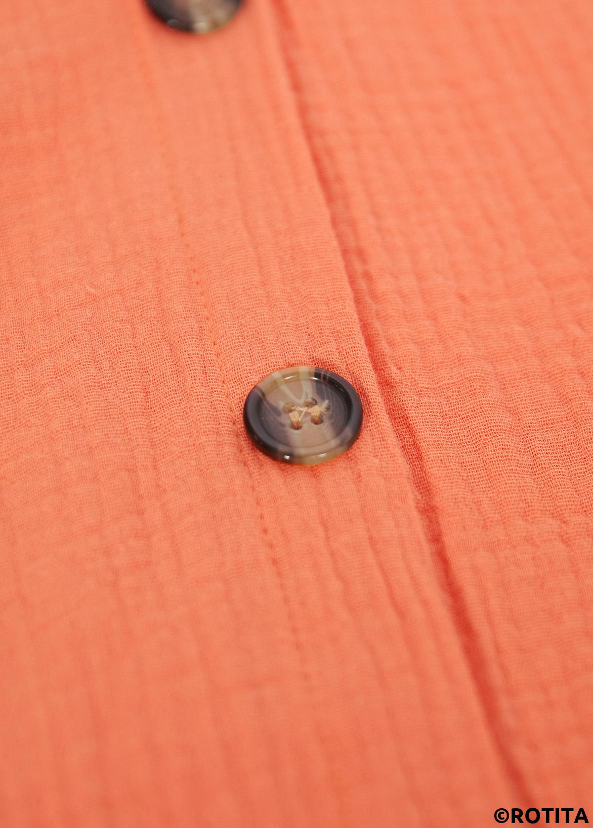 Orange plus size,Plain Color plus size,ROTITA Plus Size Breathable Orange A Line V Neck Dress