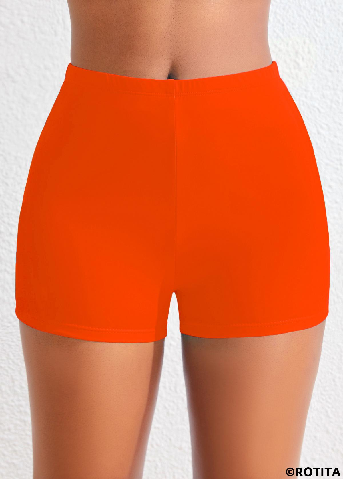 Orange swimwear,Black swimwear,Ombre swimwear,Floral swimwear,ROTITA Handkerchief Hem Orange Ombre Tankini Set