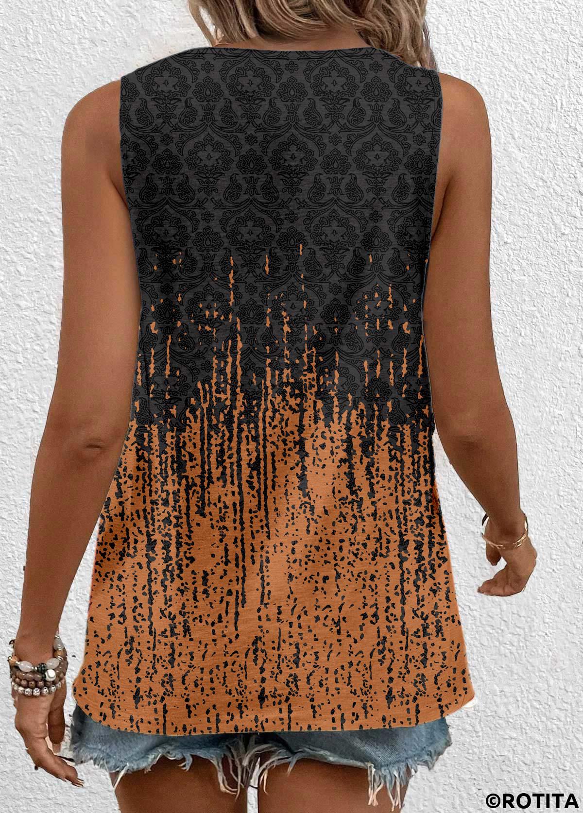 Terracotta plus size,Dark Grey Marl plus size,Tribal plus size,ROTITA Plus Size Circular Ring Dark Grey Marl Tank Top