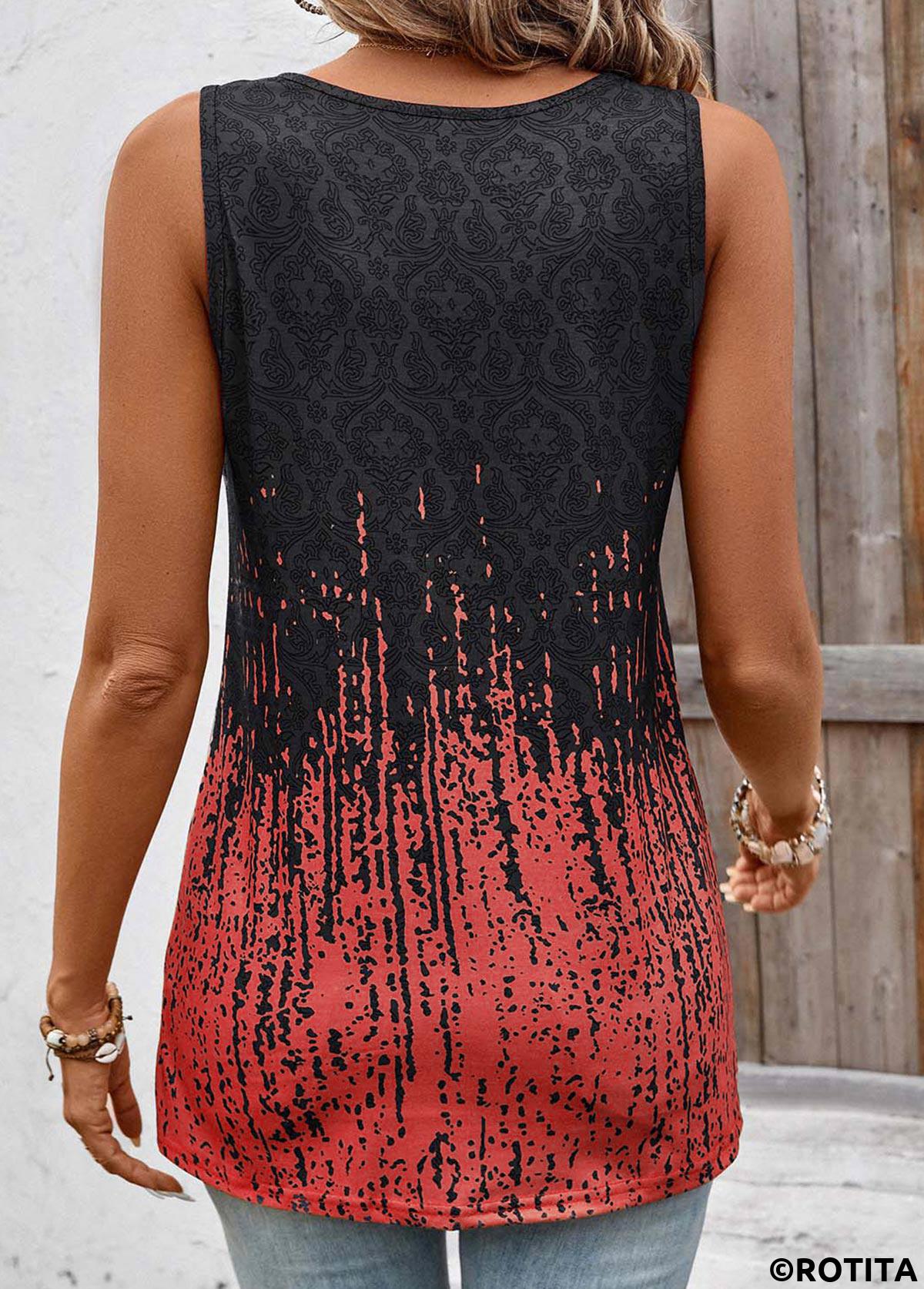 Red tops,Tribal tops,ROTITA Plus Size Circular Ring Dark Grey Marl Tank Top