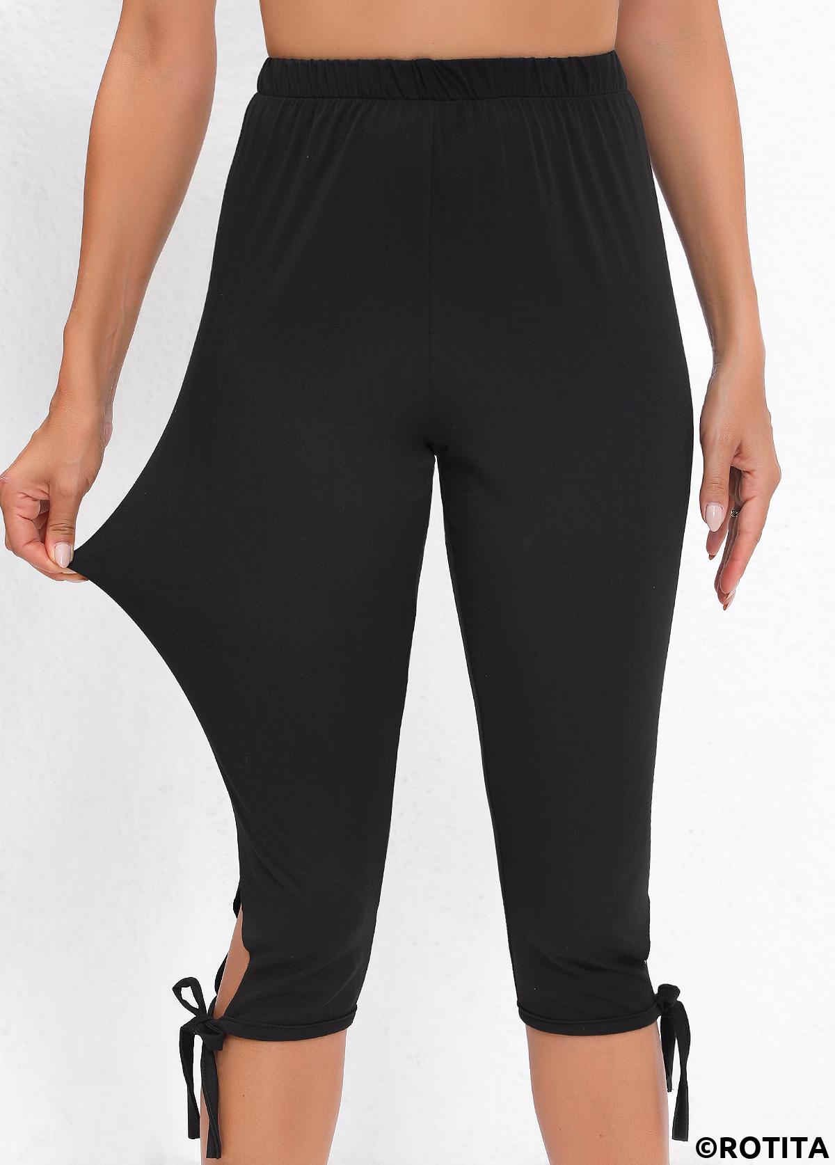 Legging capri noir taille haute taille élastique
