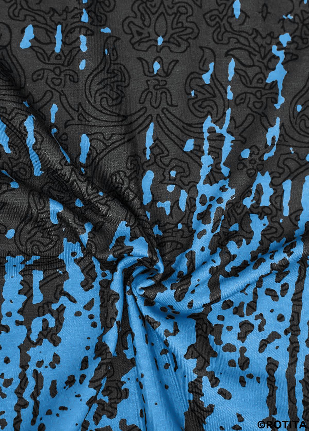 Rotita Kreisring Tribal Print blaues ärmelloses Tanktop