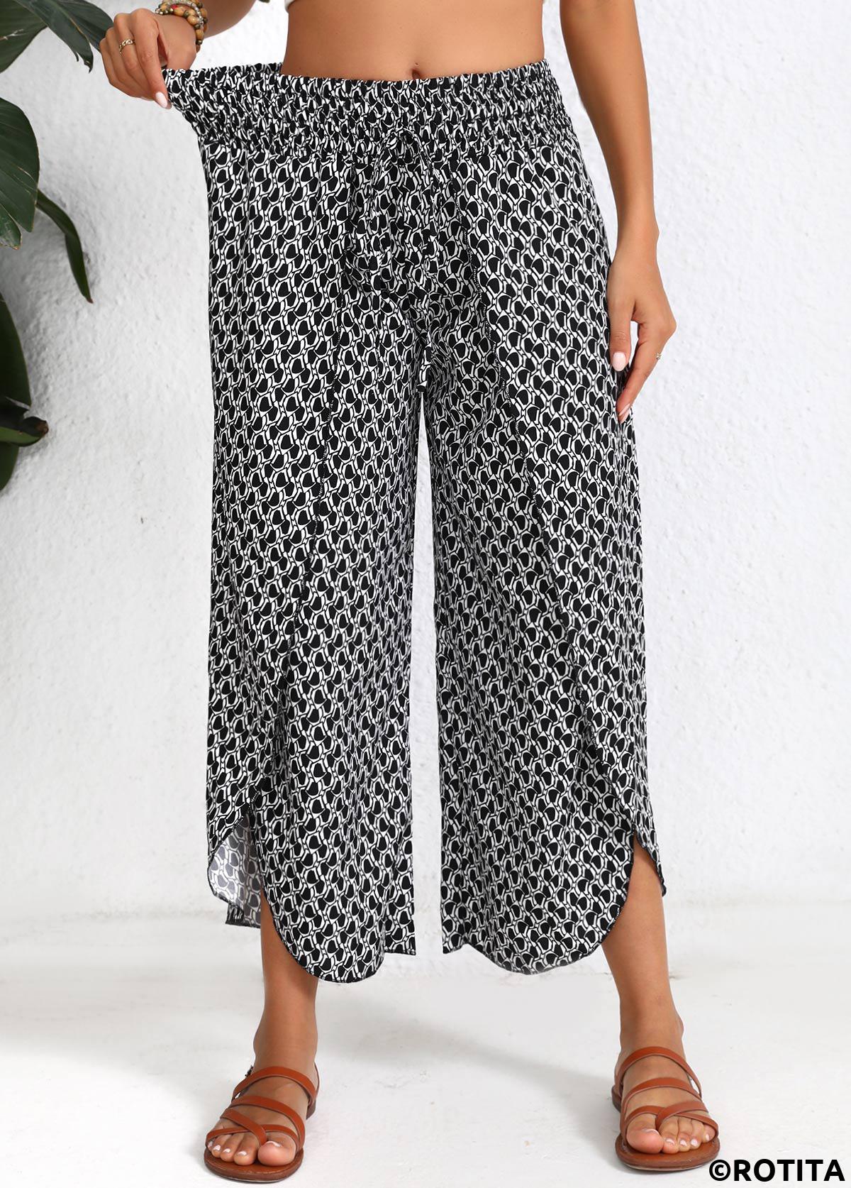 Archa Elastic Waist Pants Print Cream