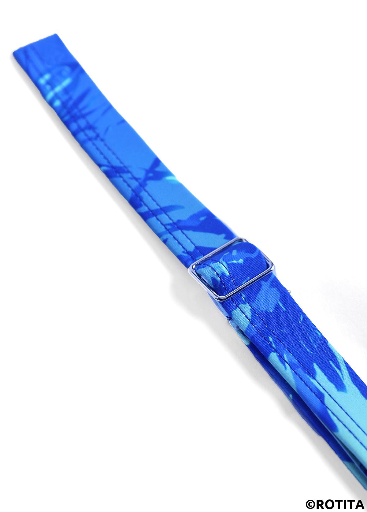 Royal Blue swimwear,Plants swimwear,ROTITA Smocked Royal Blue Tropical Plants Print Tankini Set