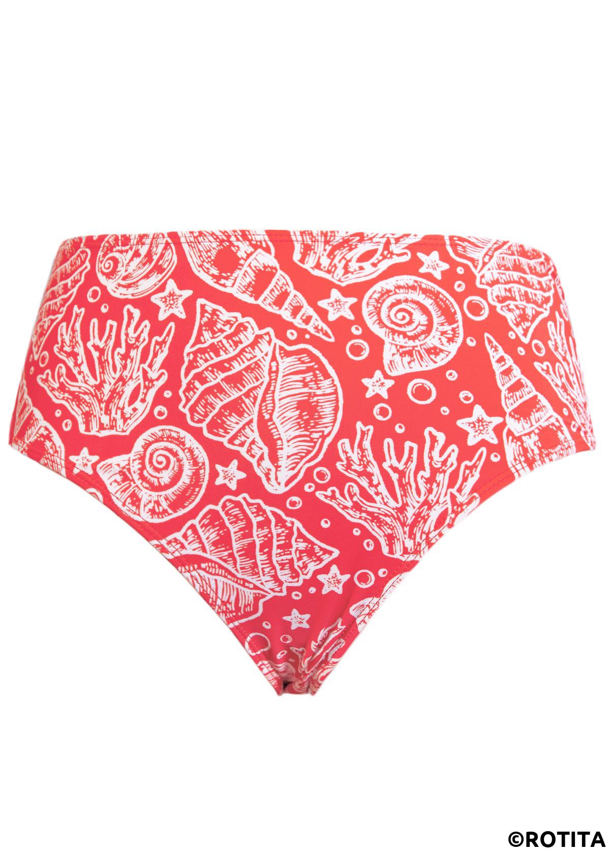 Coral swimwear,Animal Print swimwear,ROTITA Contrast Binding Coral Marine Life Print Tankini Set