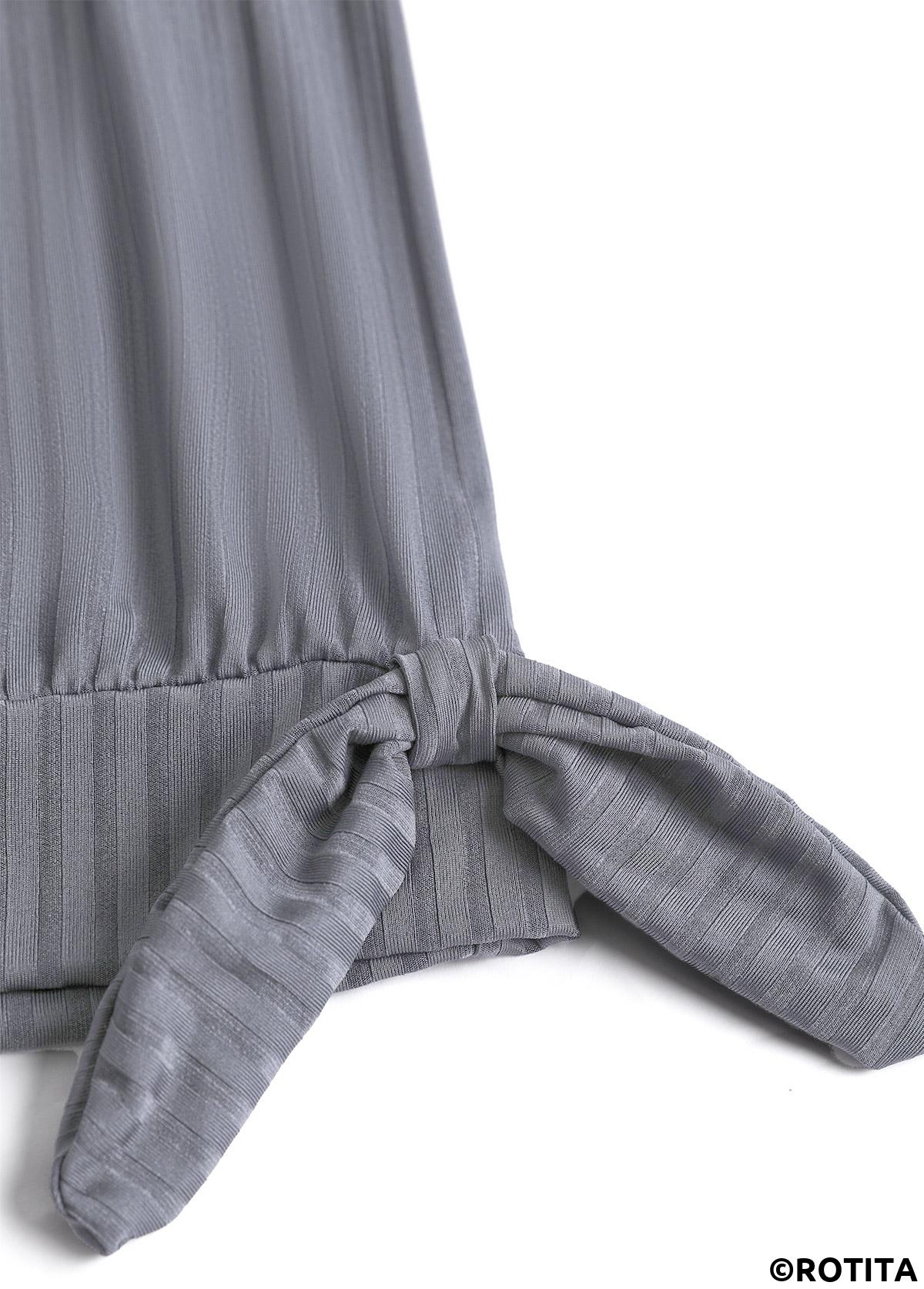 Grey swimwear,Plants swimwear,ROTITA Bowknot Grey Tropical Plants Print Tankini Set