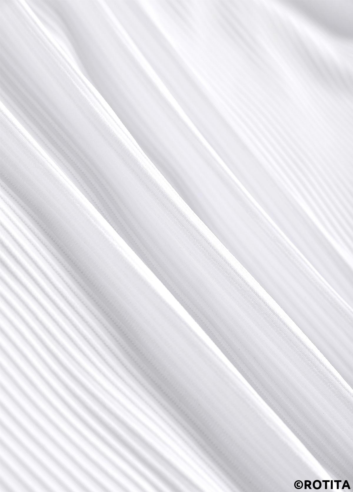 White swimwear,Plain Color swimwear,ROTITA Ruffle Ruched Jacquard White Tankini Set