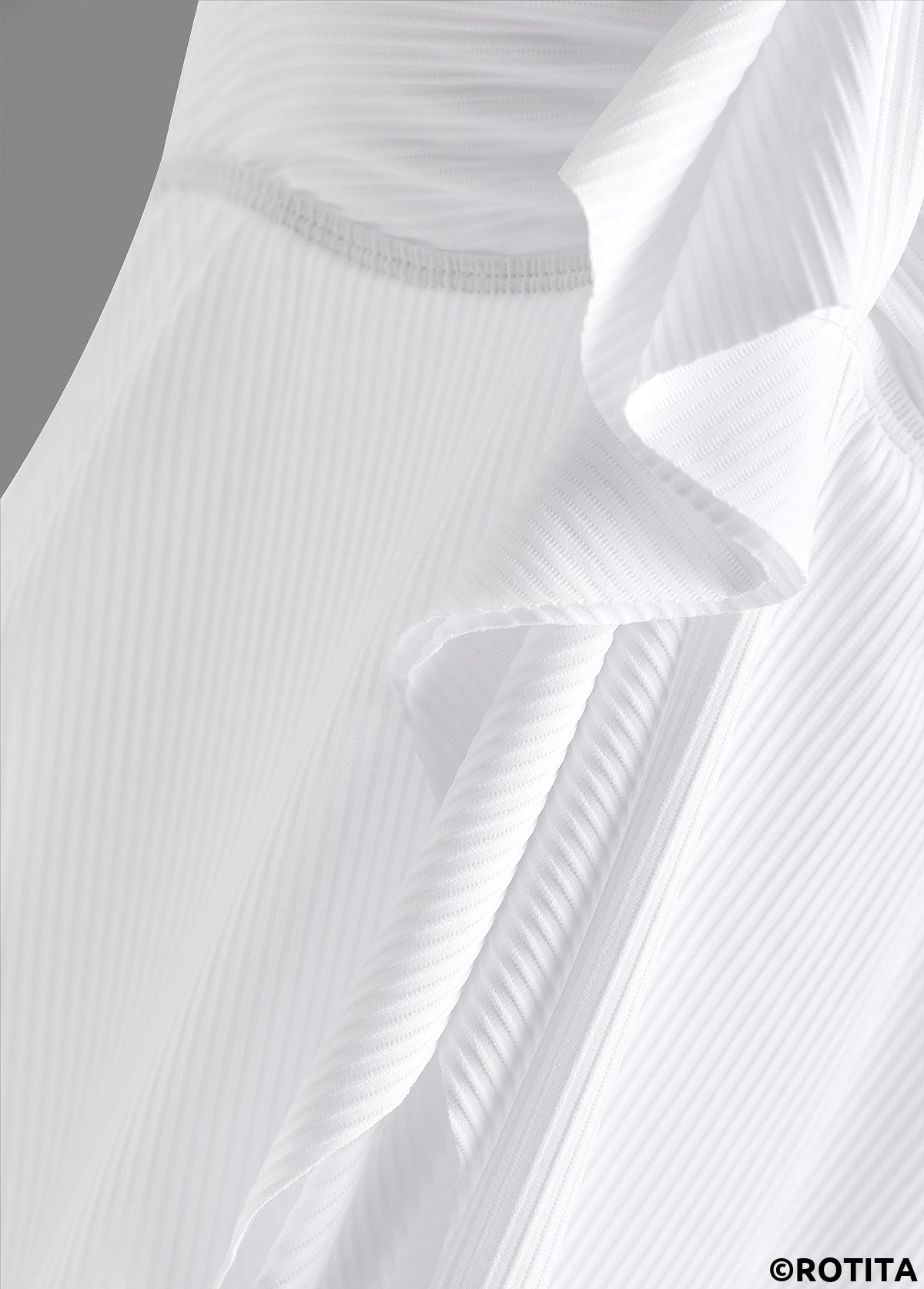 White swimwear,Plain Color swimwear,ROTITA Ruffle Ruched Jacquard White Tankini Set