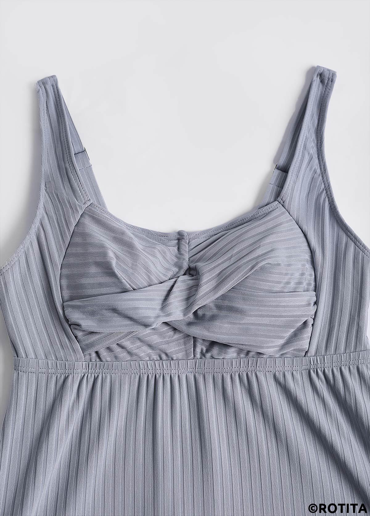 Grey plus size,Tribal plus size,ROTITA Plus Size Patchwork Tribal Print Grey Tankini Set