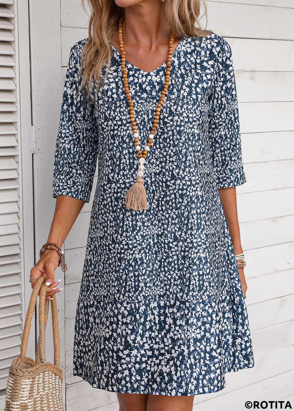 Navy dresses,Ditsy Floral dresses,Vacation dresses,Vacation dresses,ROTITA Lightweight Ditsy Floral Print Navy Dress
