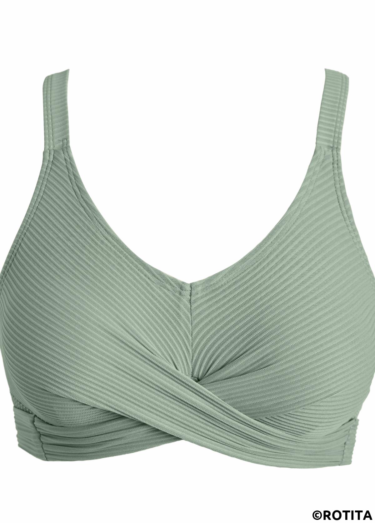 Sage Green swimwear,Plants swimwear,ROTITA Criss Cross Sage Green Tropical Plants Print Bikini Set