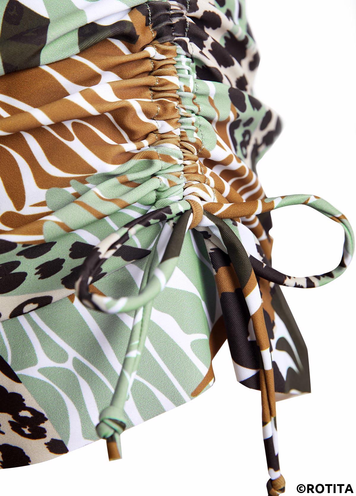 Sage Green swimwear,Plants swimwear,ROTITA Criss Cross Sage Green Tropical Plants Print Bikini Set