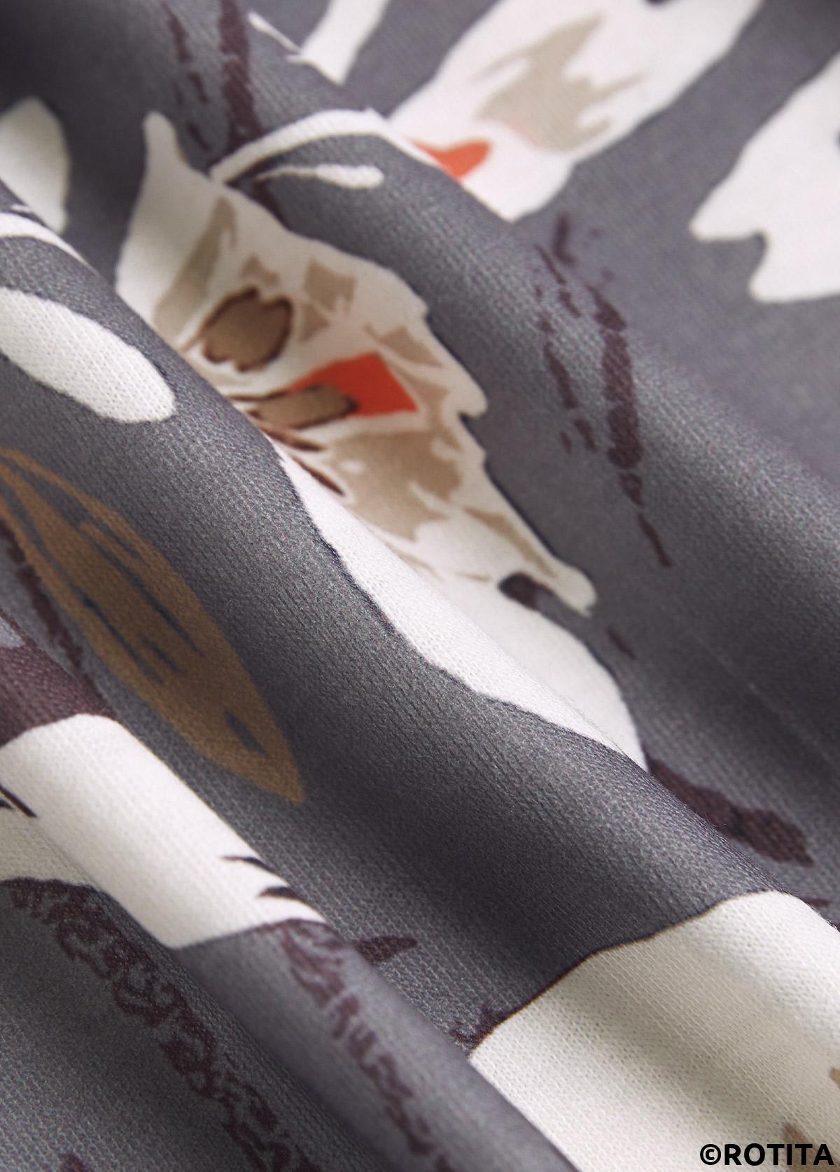 Dark Grey dresses,Floral dresses,Plants dresses,Everyday dresses,Casual dresses,ROTITA Patchwork Floral Print Dark Grey A Line Sleeveless Dress