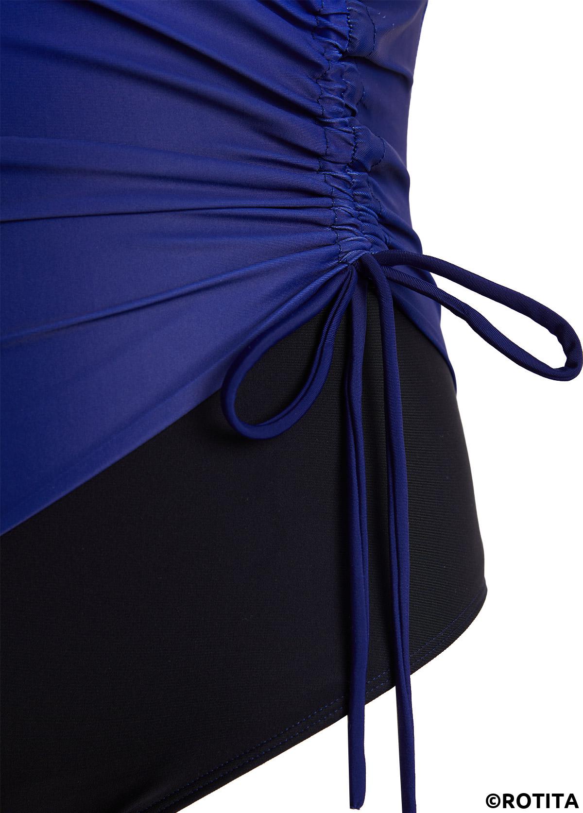 Royal Blue swimwear,Navy swimwear,Ombre swimwear,ROTITA Drawstring Royal Blue Ombre One Piece Swimwear
