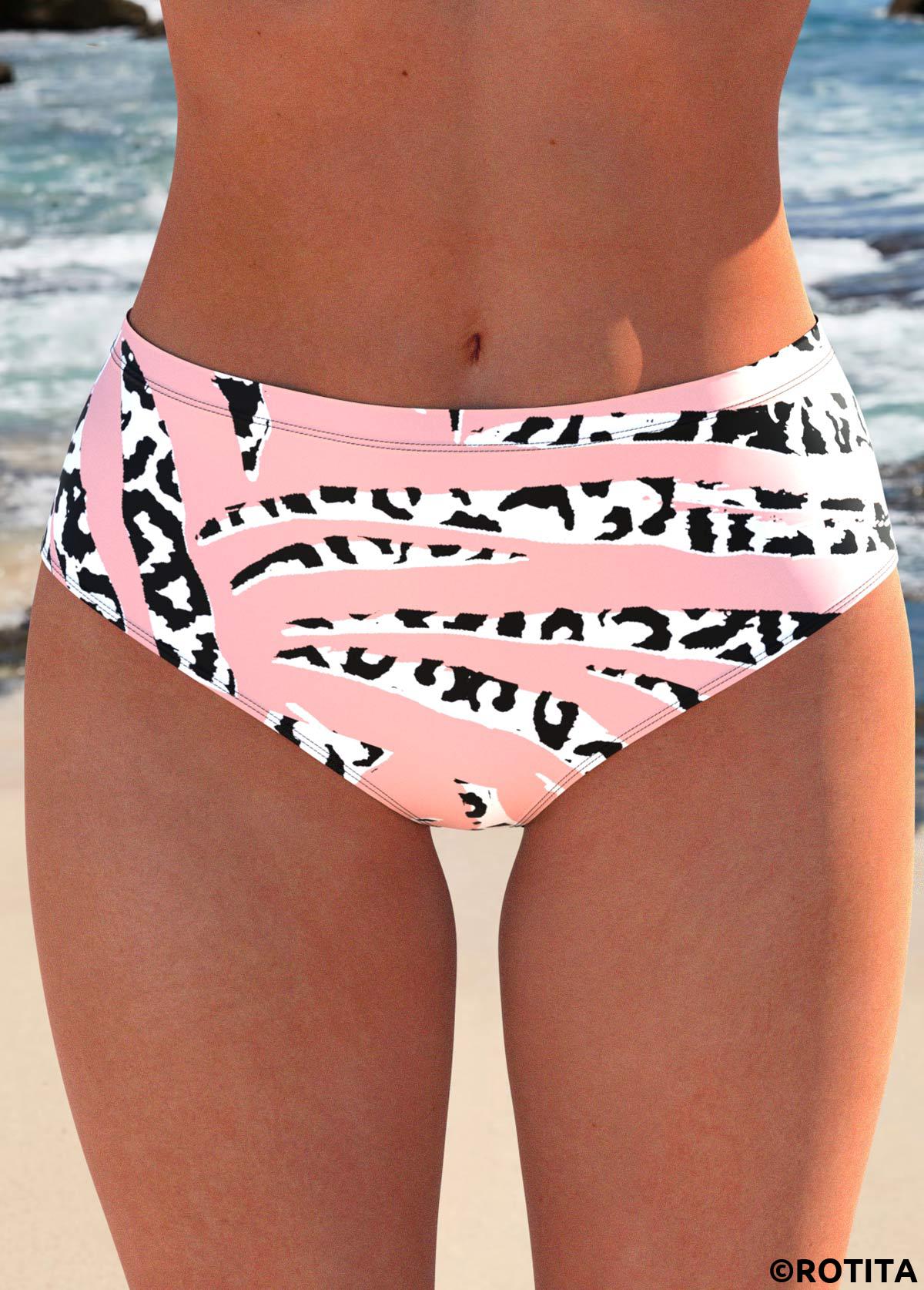 Dusty Pink swimwear,Animal Print swimwear,ROTITA Ruffle Dusty Pink Animal Print Tankini Set
