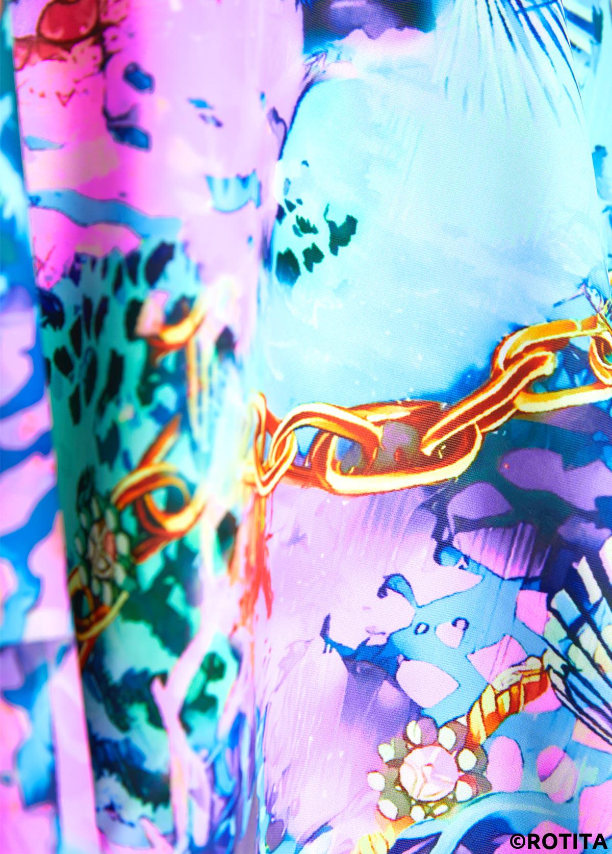 Multi Color swimwear,Animal Print swimwear,ROTITA Ruffle Multi Color Marine Life Print Tankini Set