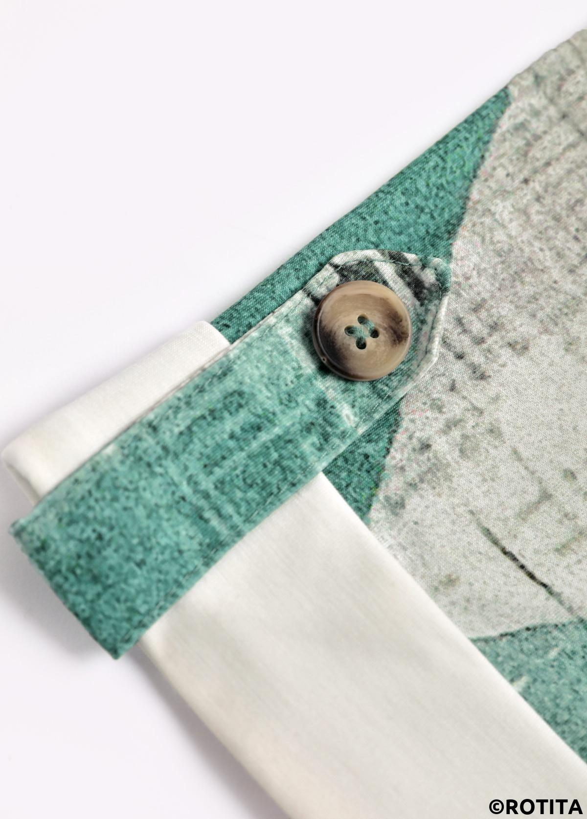 Sage Green tops,Geometric tops,ROTITA Geometric Print Sage Green Fake Two Piece Twinset