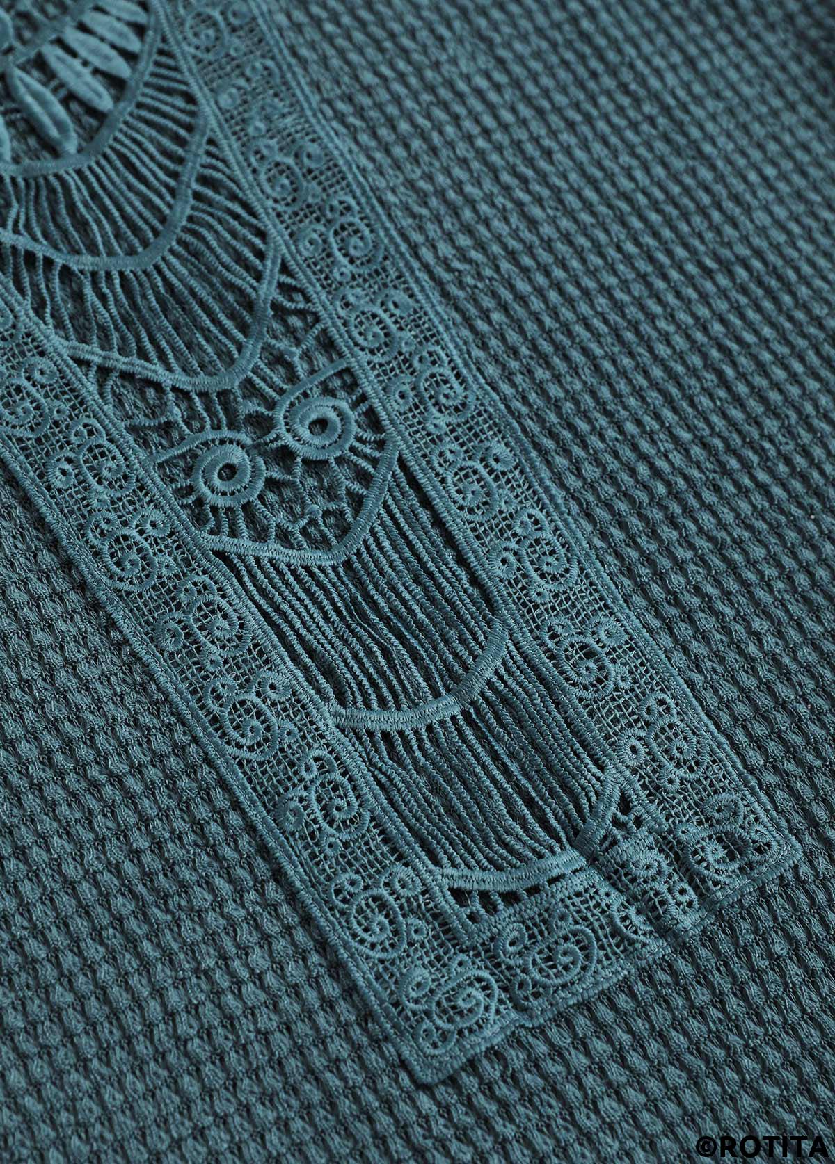 Blue tops,Plain Color tops,ROTITA Patchwork Blue Round Neck Short Sleeve T Shirt