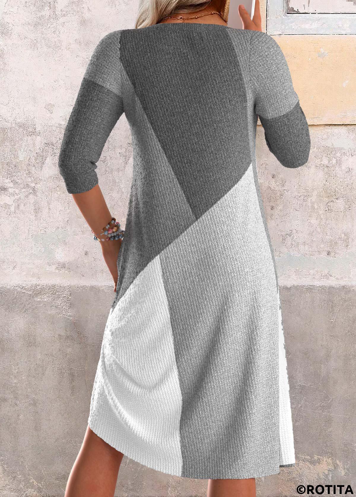Dark Grey Marl dresses,White dresses,Contrast Color dresses,Everyday dresses,Casual dresses,ROTITA Criss Cross Dark Grey Marl A Line Dress