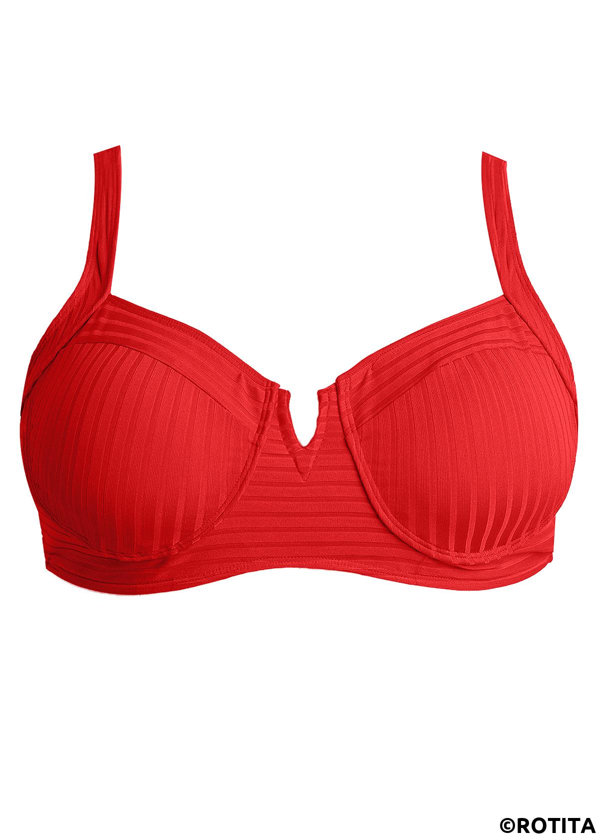 Red swimwear,Plain Color swimwear,ROTITA Tie Square Neck Red Bikini Set