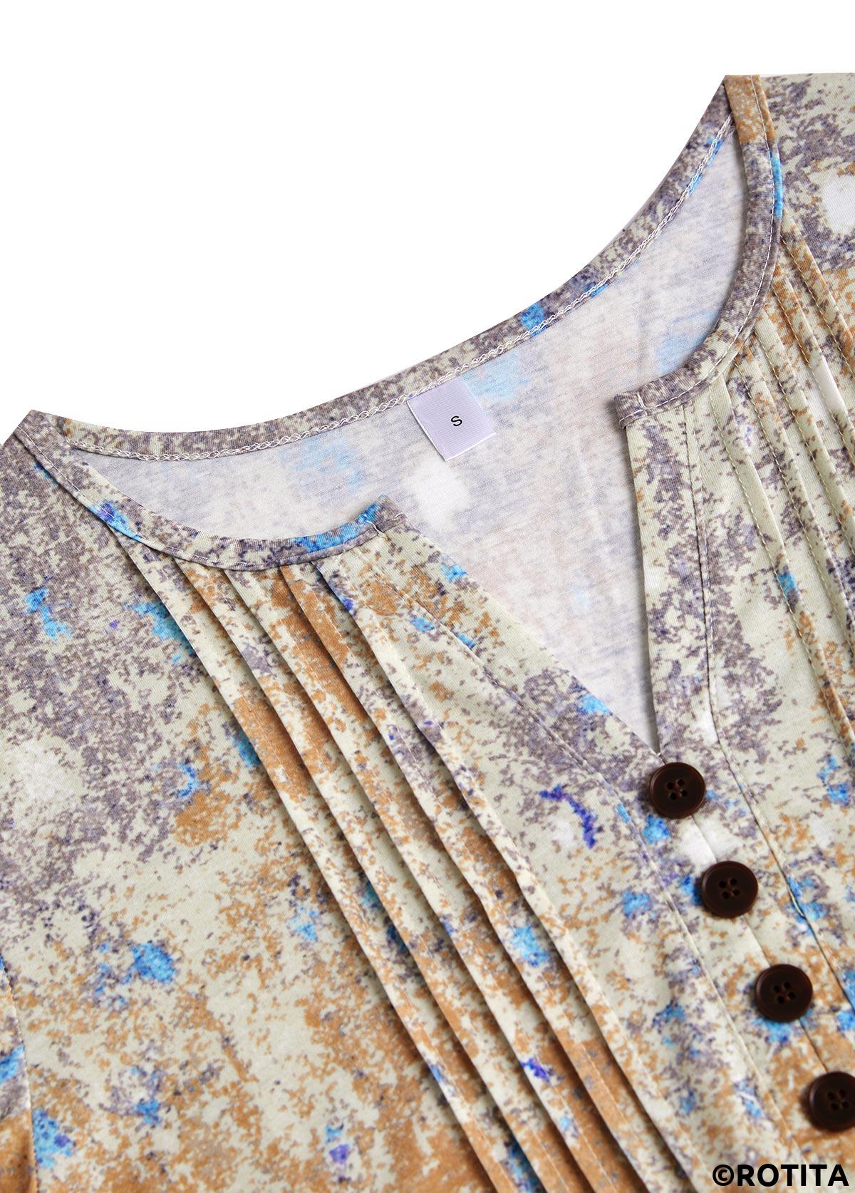 Multi Color tops,Ombre tops,ROTITA Tuck Stitch Multi Color Short Sleeve T Shirt
