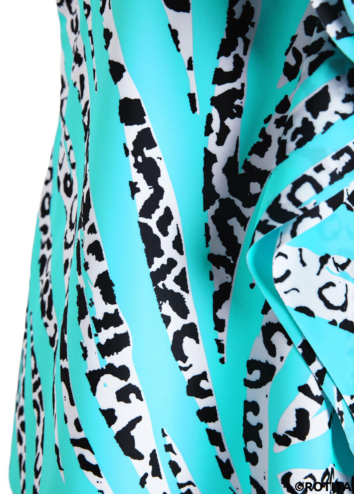 Cyan swimwear,Animal Print swimwear,ROTITA Ruffle Cyan Animal Print Tankini Set