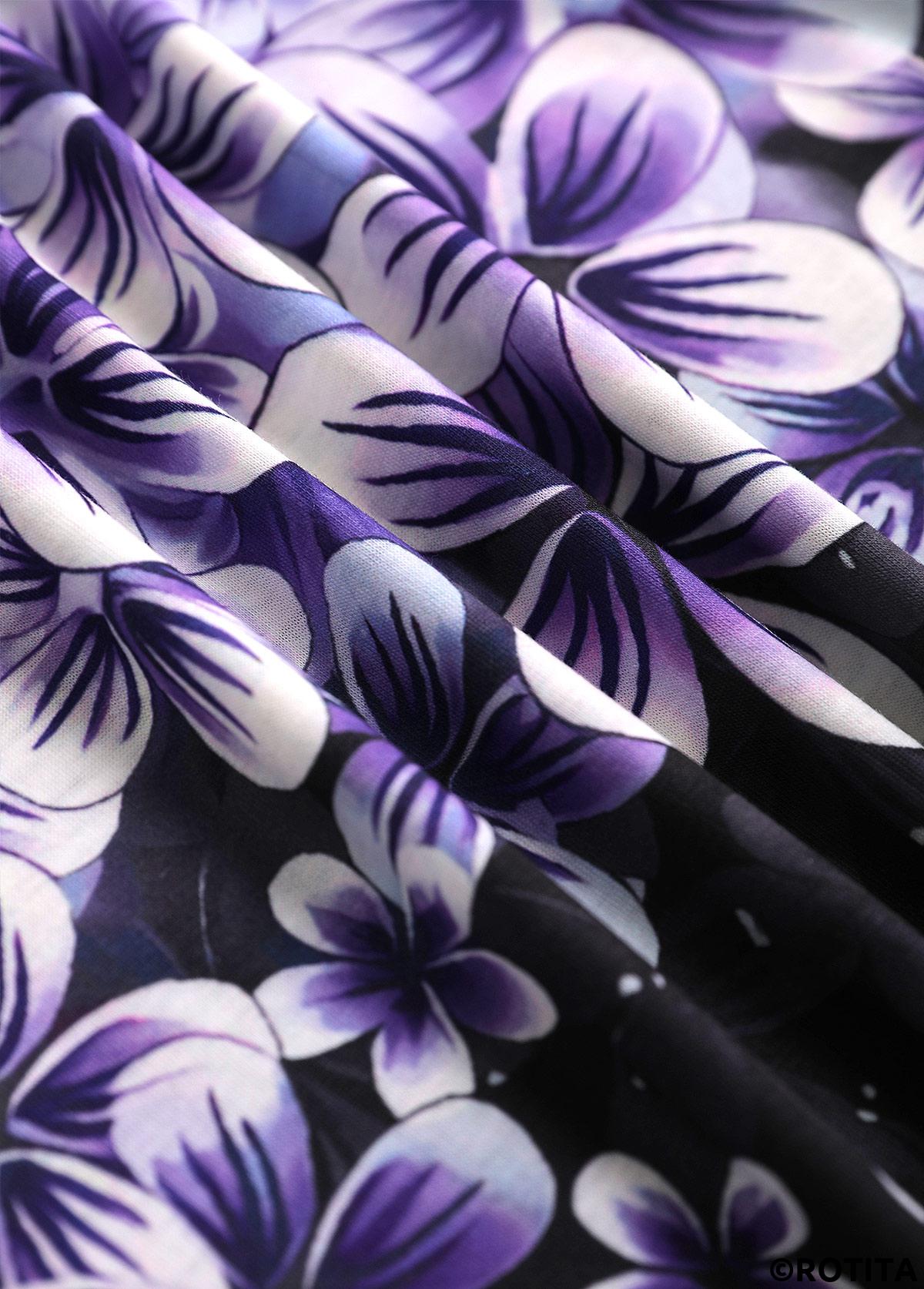 Purple tops,Floral tops,Plants tops,Ombre tops,ROTITA Two Piece Floral Print Purple Cardigan and Tank Top