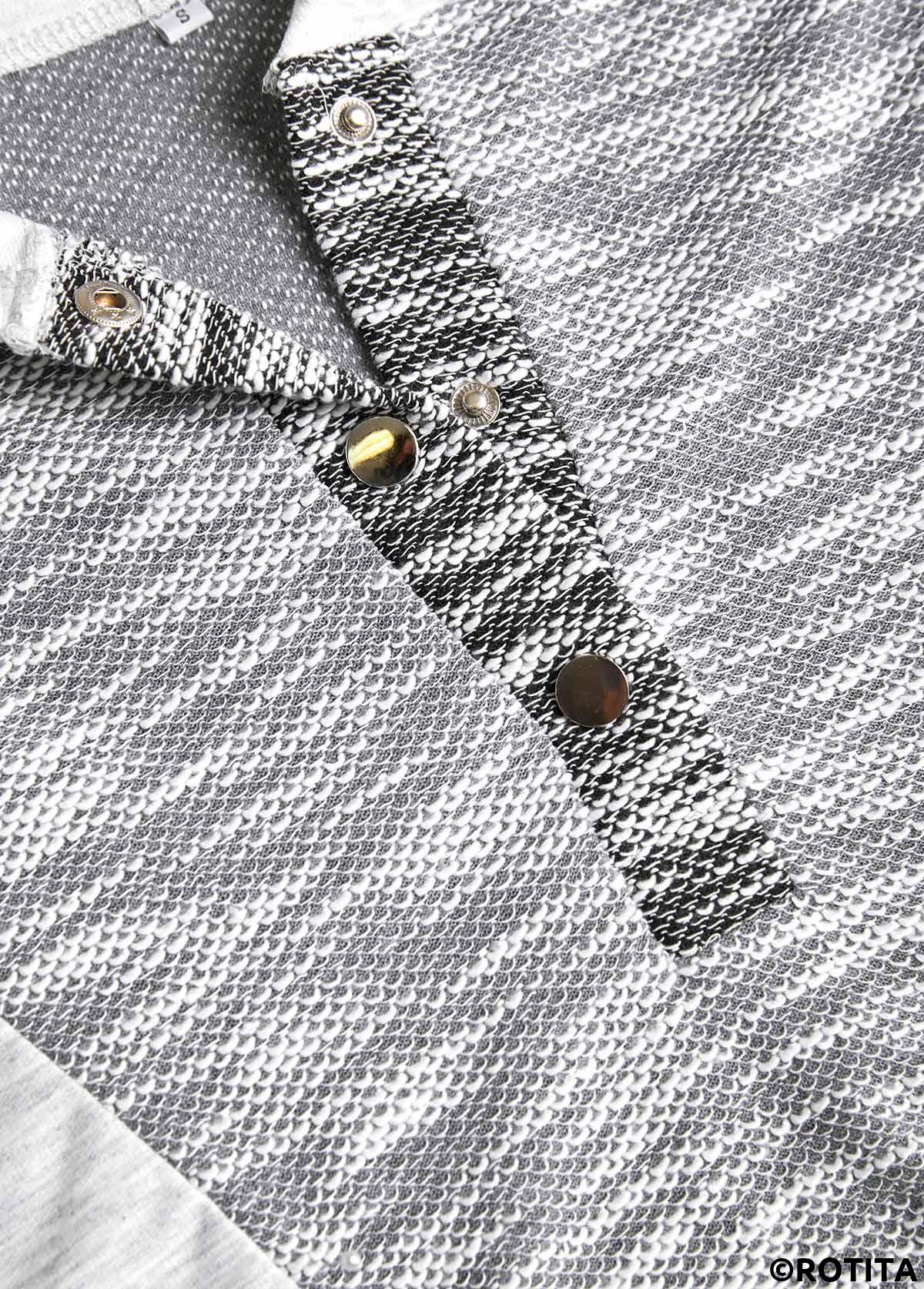 Light Grey plus size,Contrast Color plus size,ROTITA Plus Size Patchwork Light Grey Long Sleeve Hoodie