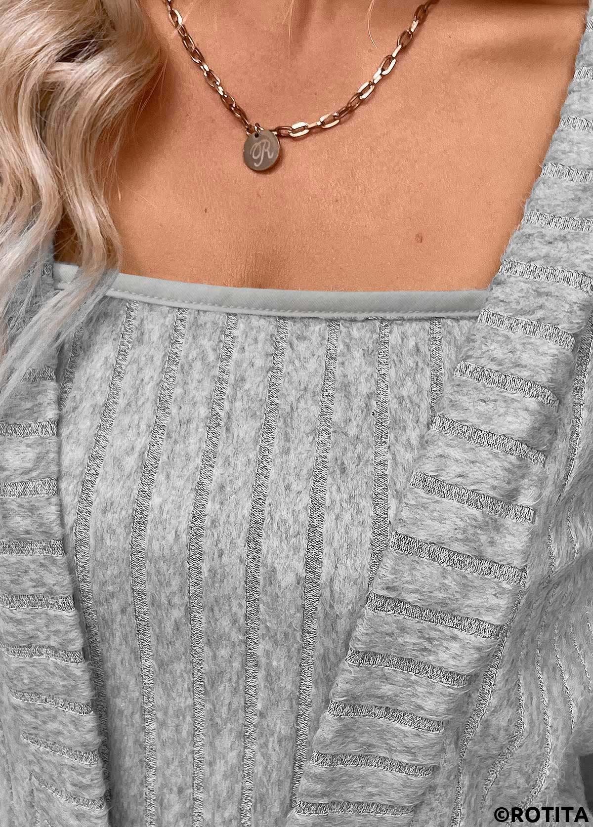 t-shirt col carré gris clair 2 en 1 faux rotita