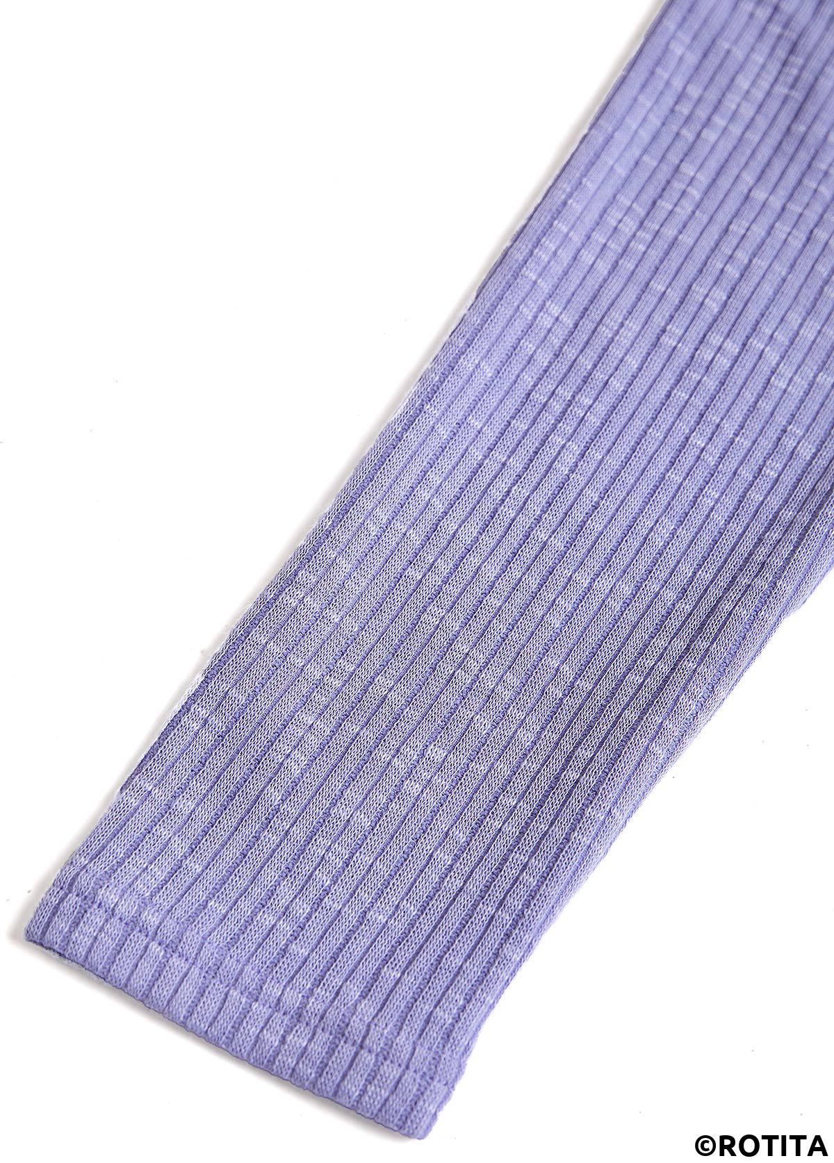 T-shirt à manches longues et col fendu violet poussiéreux avec broderie Rotita