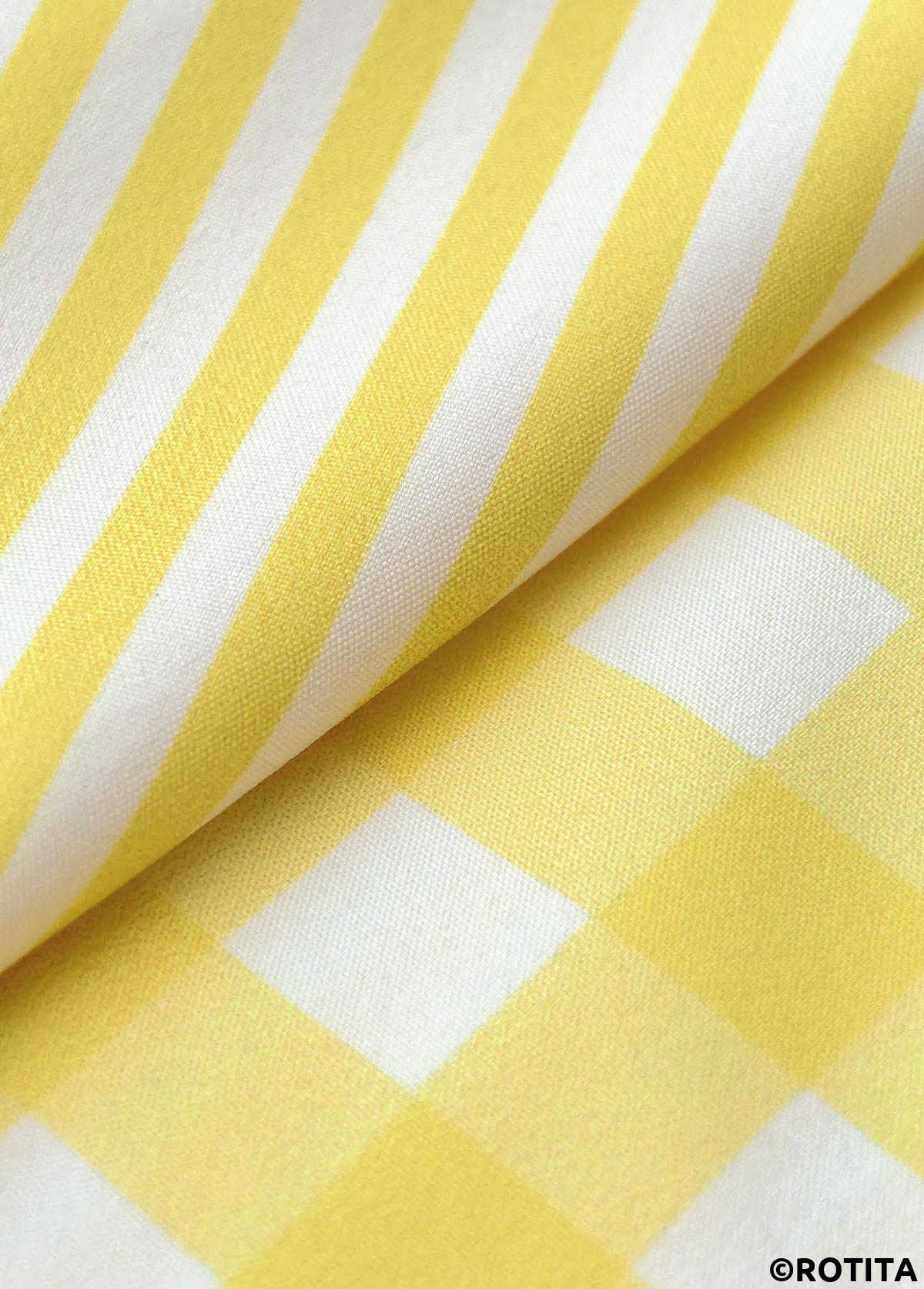 Light Yellow tops,Striped tops,Geometric tops,ROTITA Patchwork Striped Light Yellow Long Sleeve Shirt