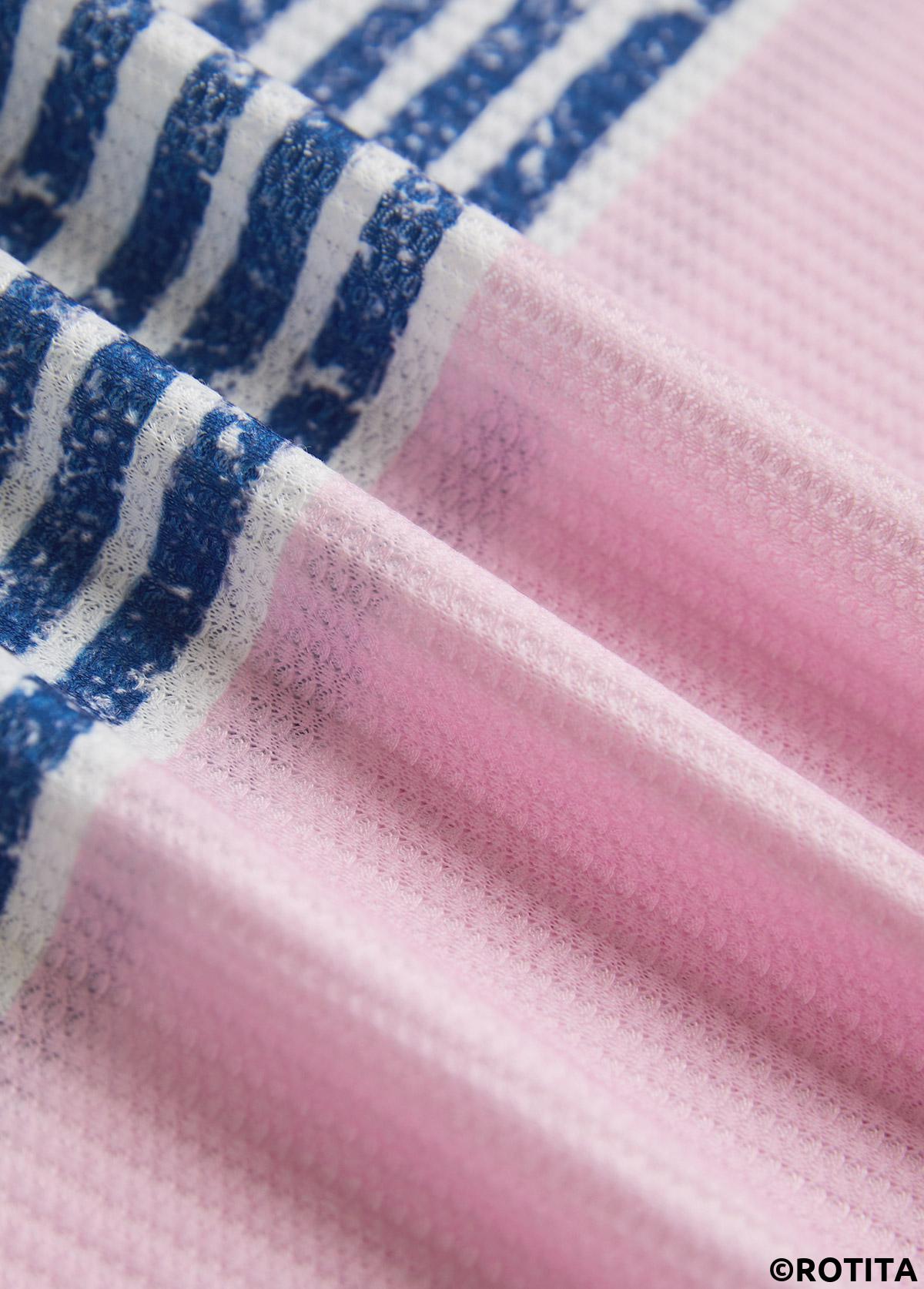 Dusty Blue tops,Pink tops,Striped tops,Geometric tops,ROTITA Zipper Striped Dusty Blue Turn Down Collar Sweatshirt