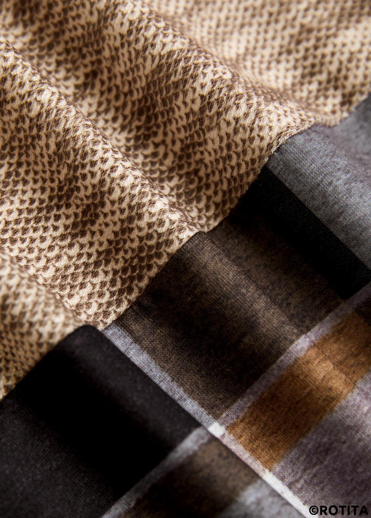 Dark Coffee tops,Plaid tops,ROTITA Patchwork Plaid Dark Coffee Long Sleeve Hoodie