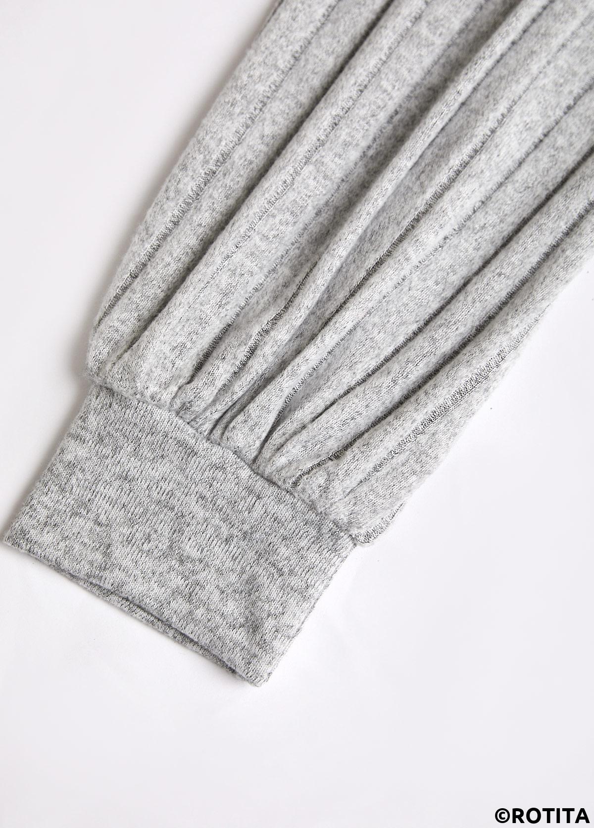 Light Grey tops,Plain Color tops,ROTITA Button Light Grey V Neck Long Sleeve T Shirt
